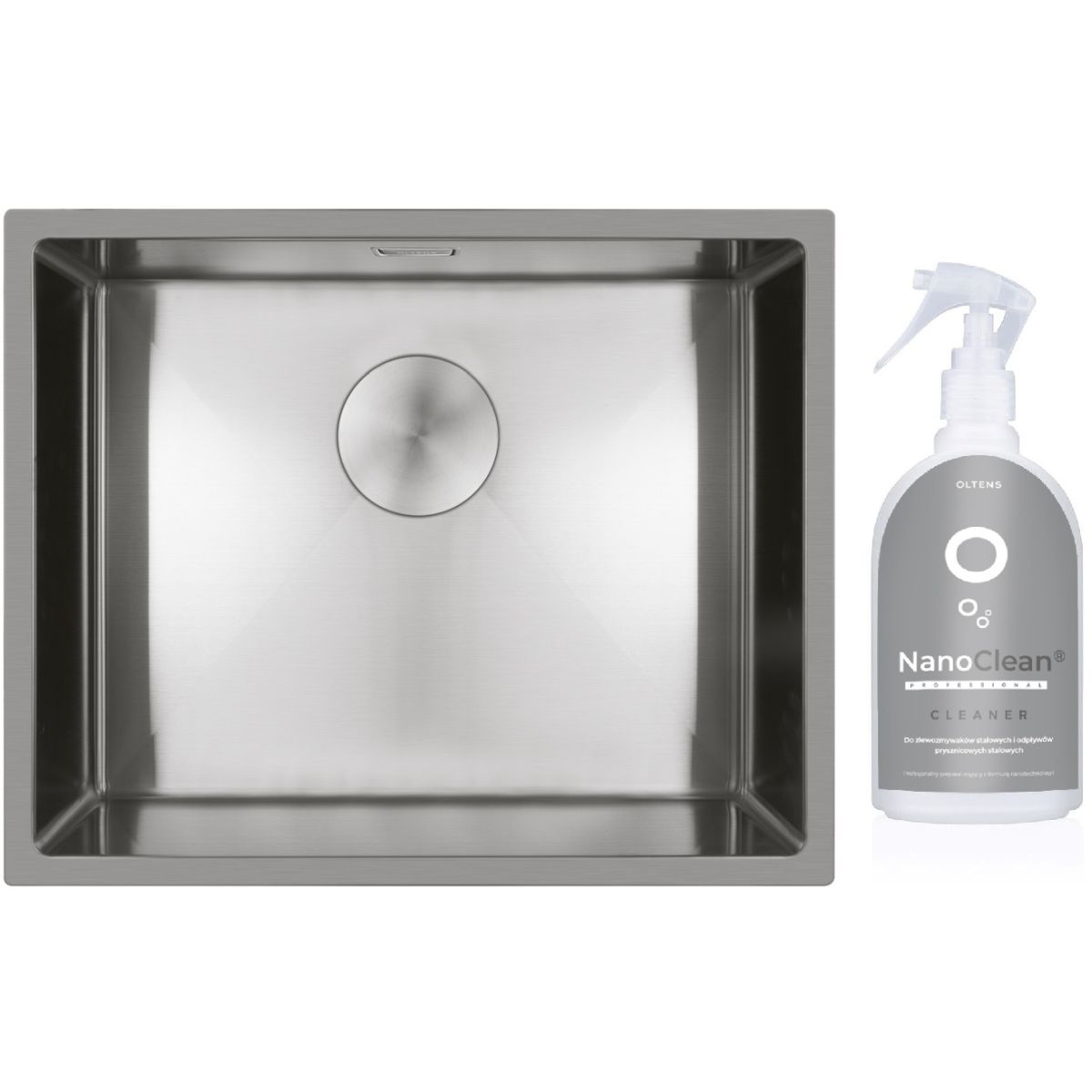 Set évier en acier inoxydable Oltens Hydda 71104100, produit nettoyant pour éviers en acier inoxydable Oltens NanoClean 89600000