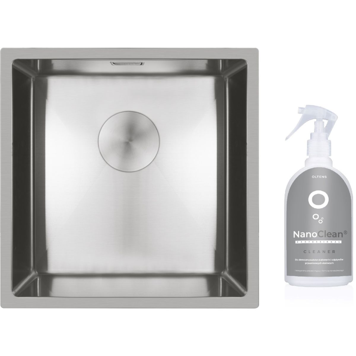 Set évier en acier inoxydable Oltens Hydda 71103100, produit nettoyant pour éviers en acier inoxydable Oltens NanoClean 89600000