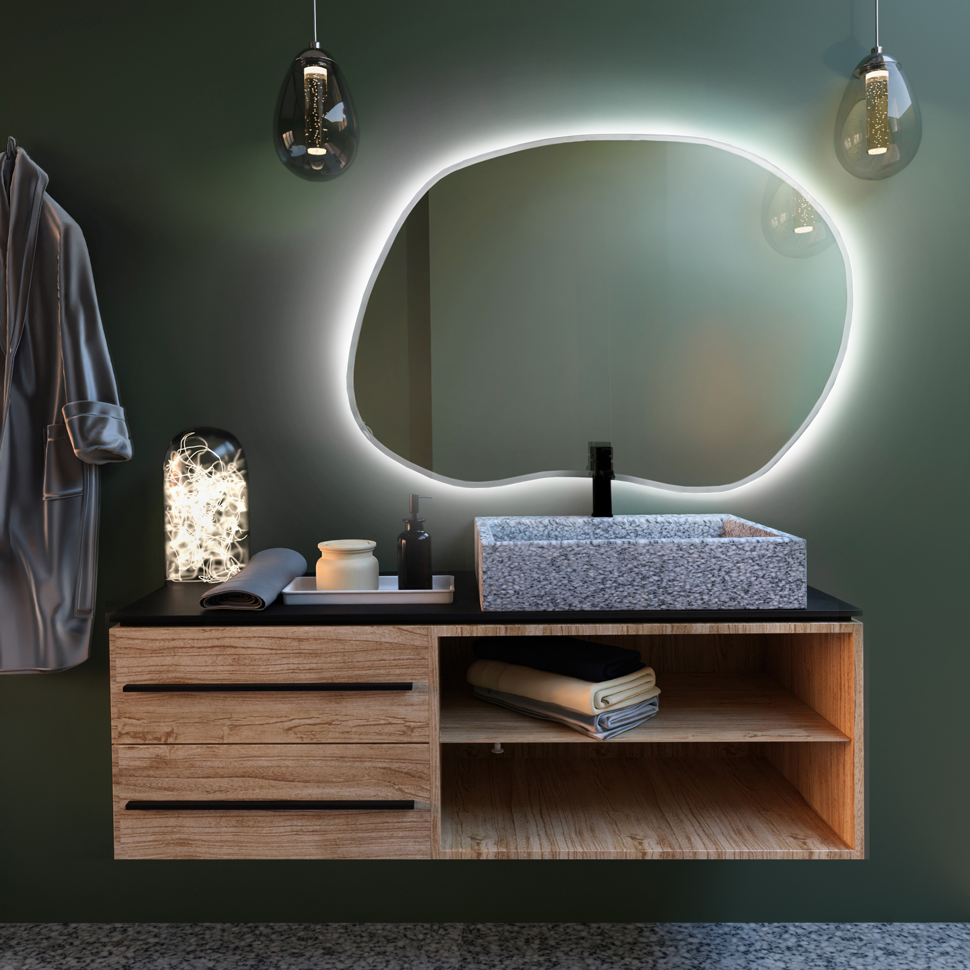 Baltica Design Bright Stain II miroir 80x57 cm avec éclairage blanc 5904107919300
