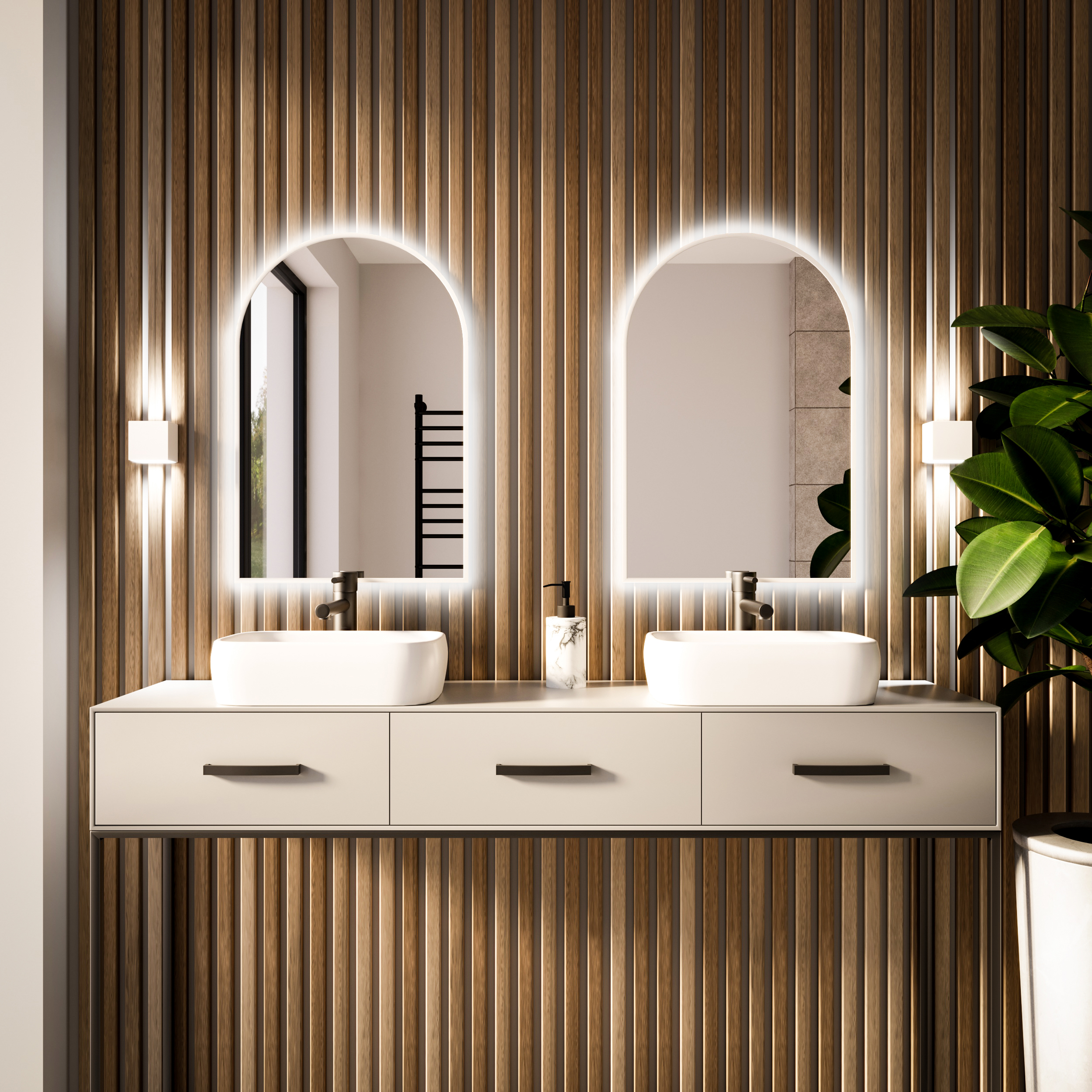 Baltica Design Tiny Border Pastille Cut miroir 50x100 cm avec éclairage blanc 5904107926339