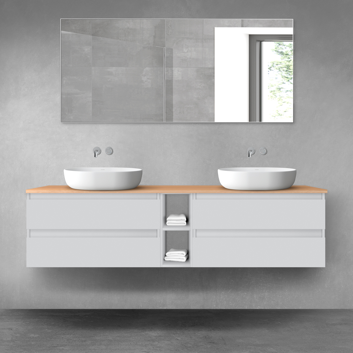 Set armoire Oltens Vernal 60001700, plan de travail suspendu Oltens Vernal 63009060, 60021700