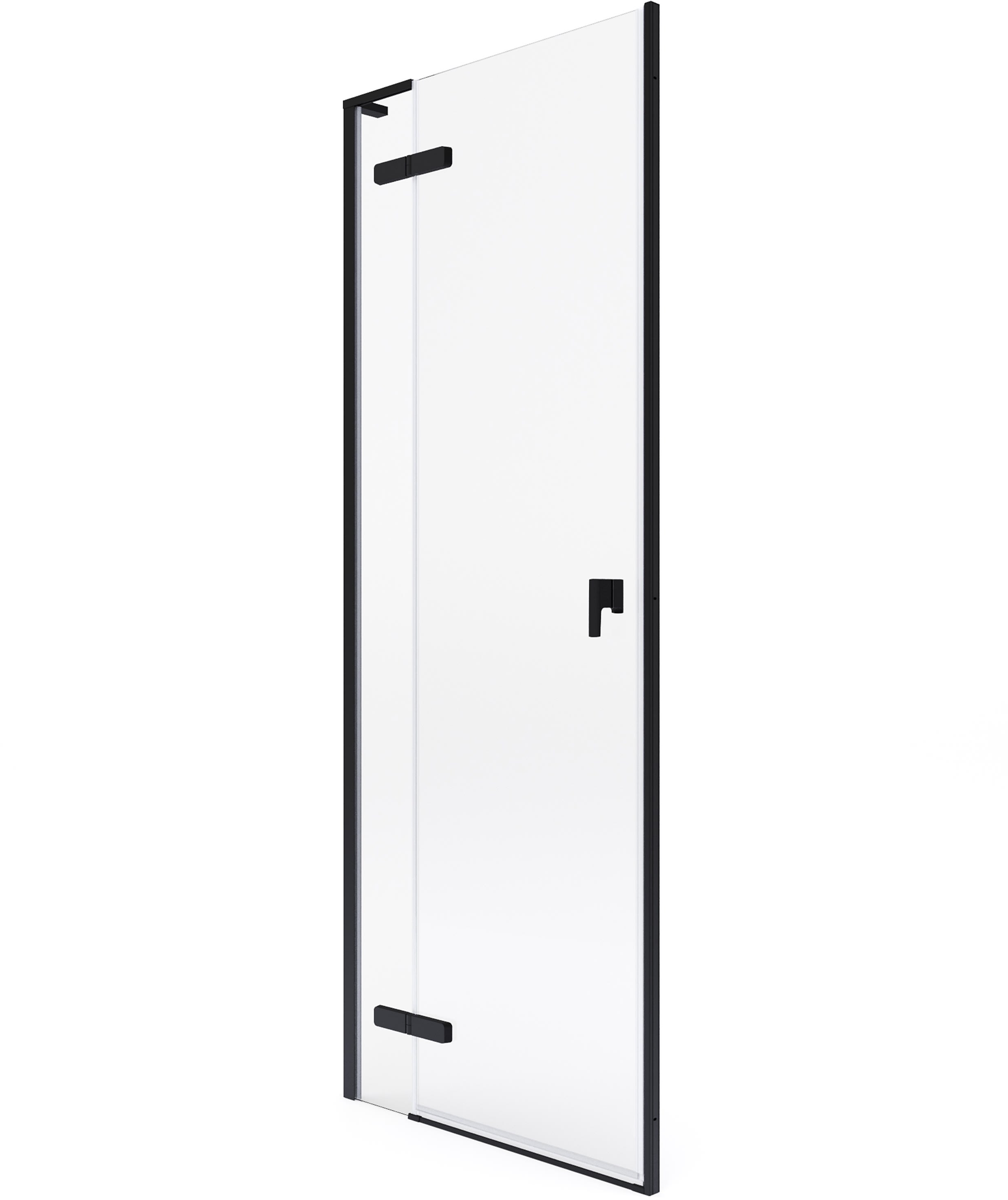 Roca Metropolis-N porte de douche 80 cm à ouverture basculante noir mat/verre transparent AMP0808016M