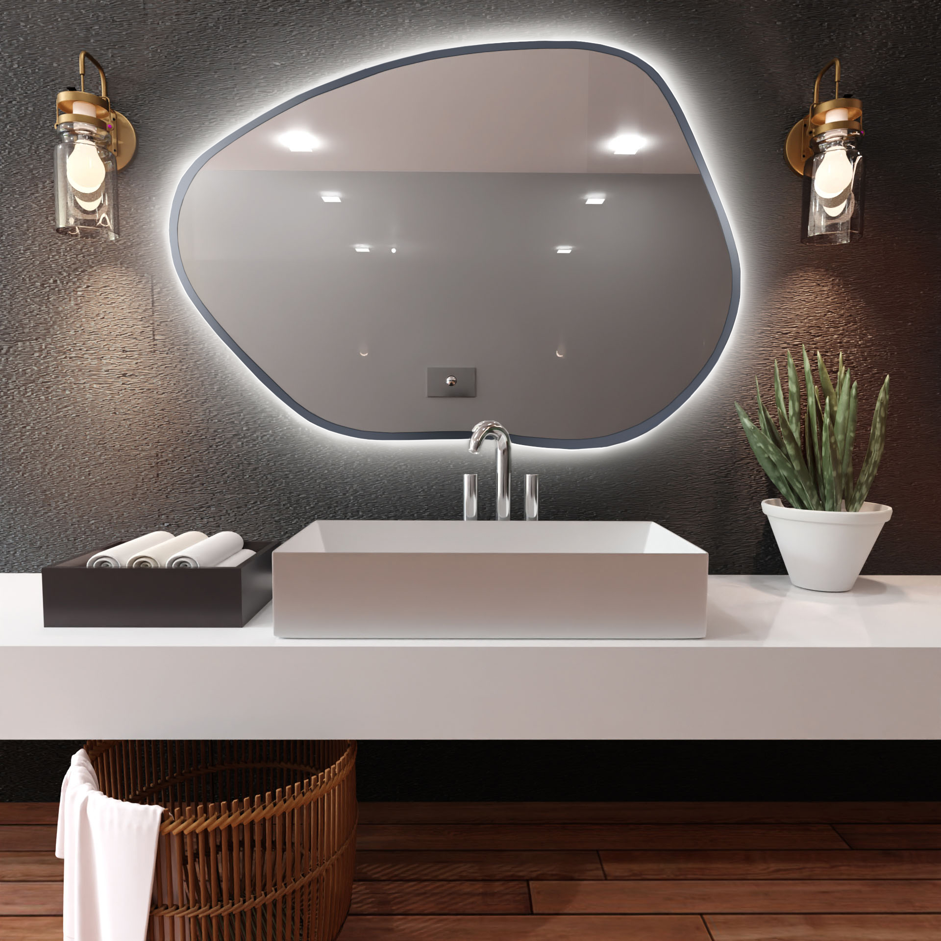 Baltica Design Bright Stain I miroir 70x50 cm avec éclairage argenté 5904107918914
