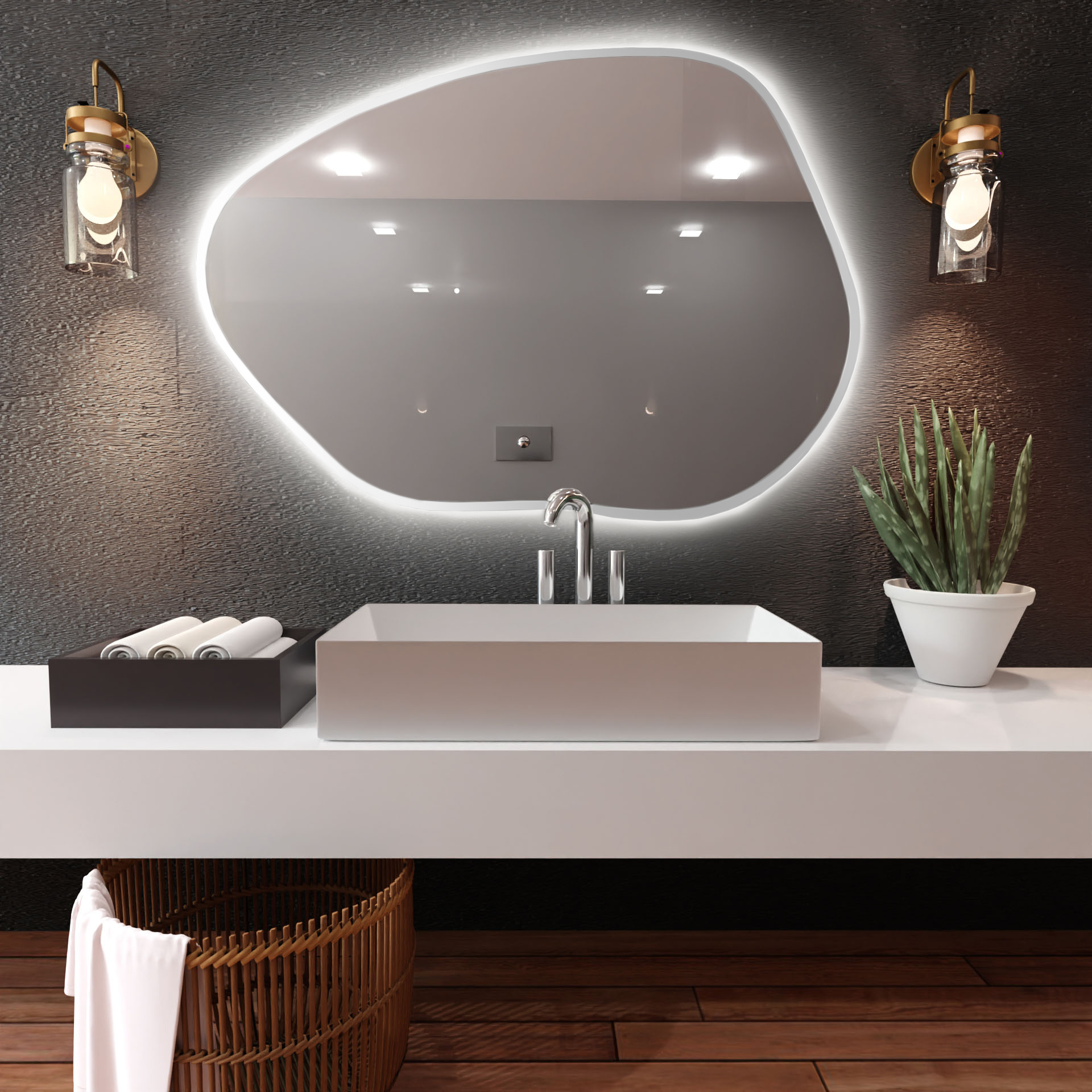 Baltica Design Bright Stain I miroir 70x50 cm avec éclairage blanc 5904107918570