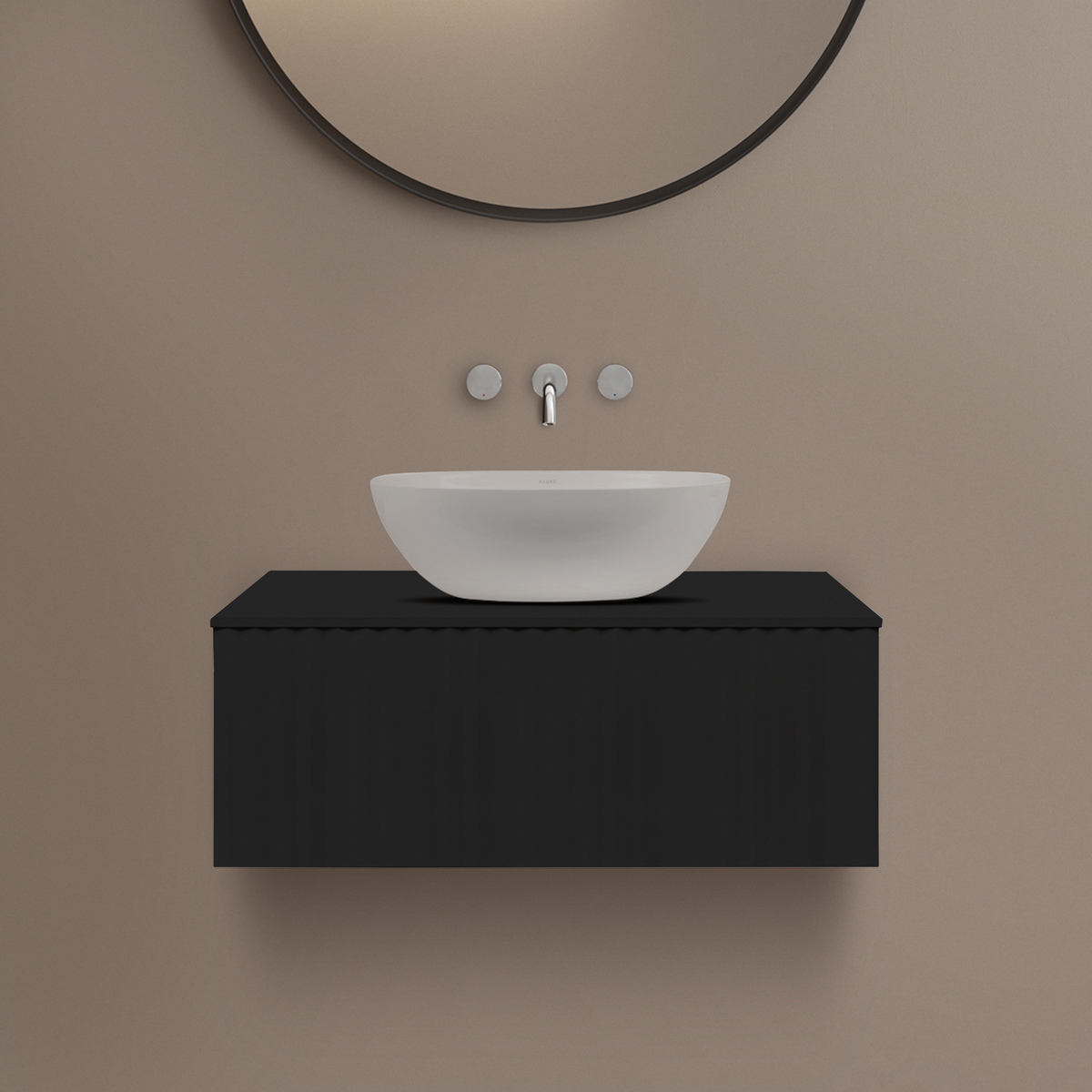 Ksuro 02 armoire 80x46.6x30 cm sous-lavabo suspendu noir 50003030