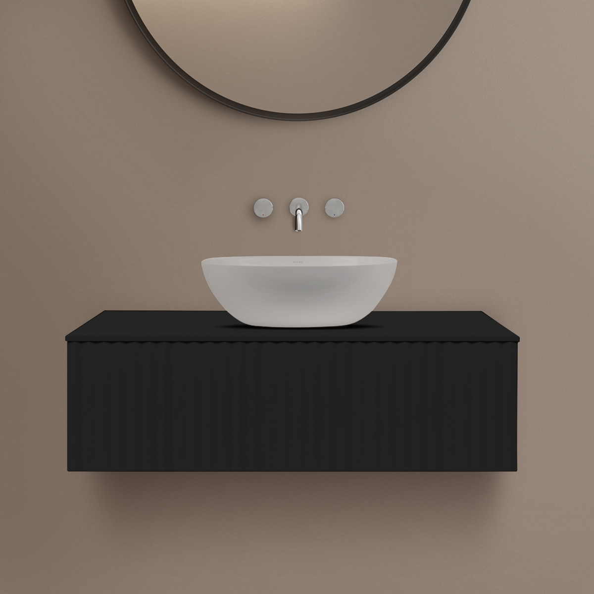 Ksuro 02 armoire 100x46.4x30 cm sous-lavabo suspendu noir 50004030
