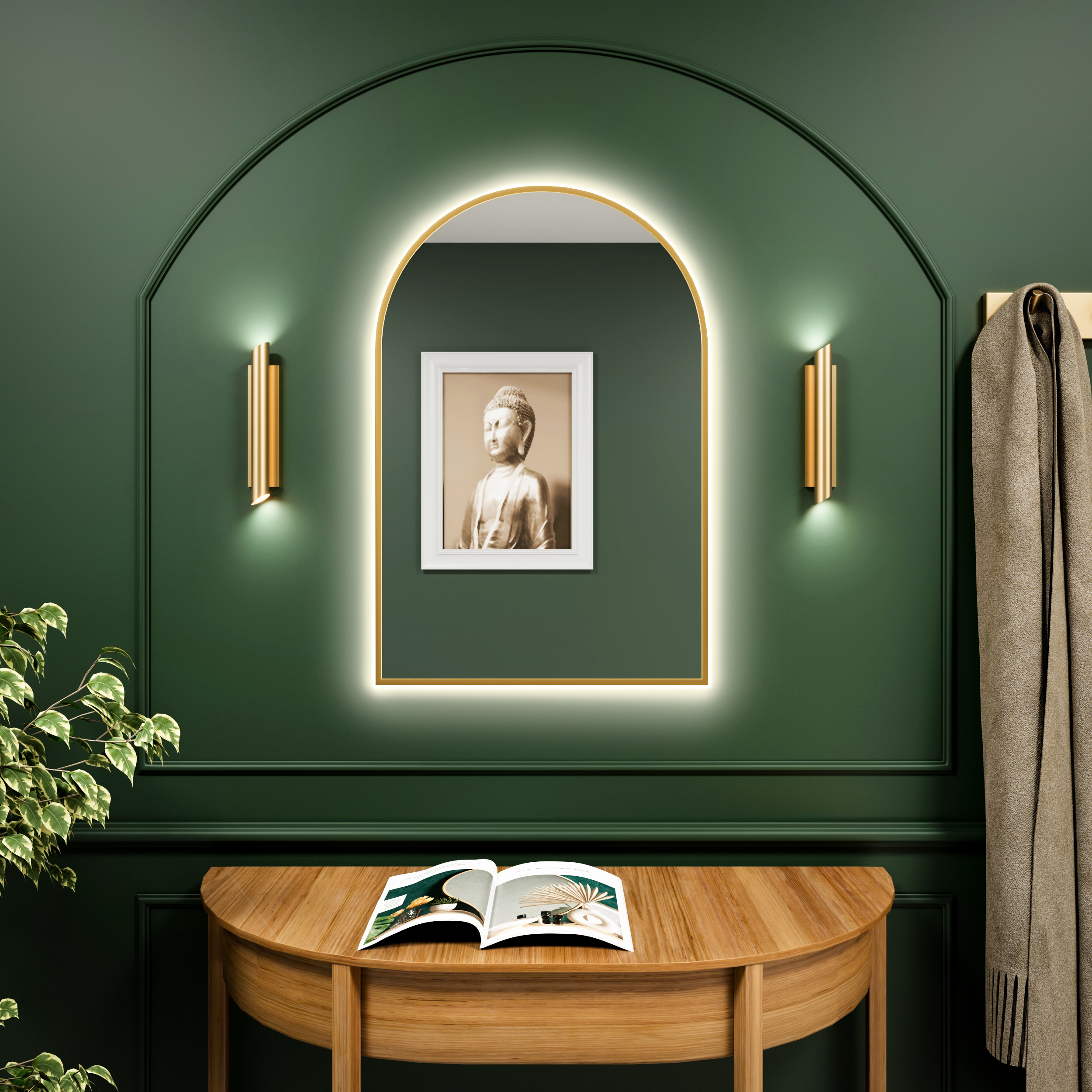 Baltica Design Tiny Border Pastille Cut miroir 50x90 cm avec éclairage doré 5904107929705