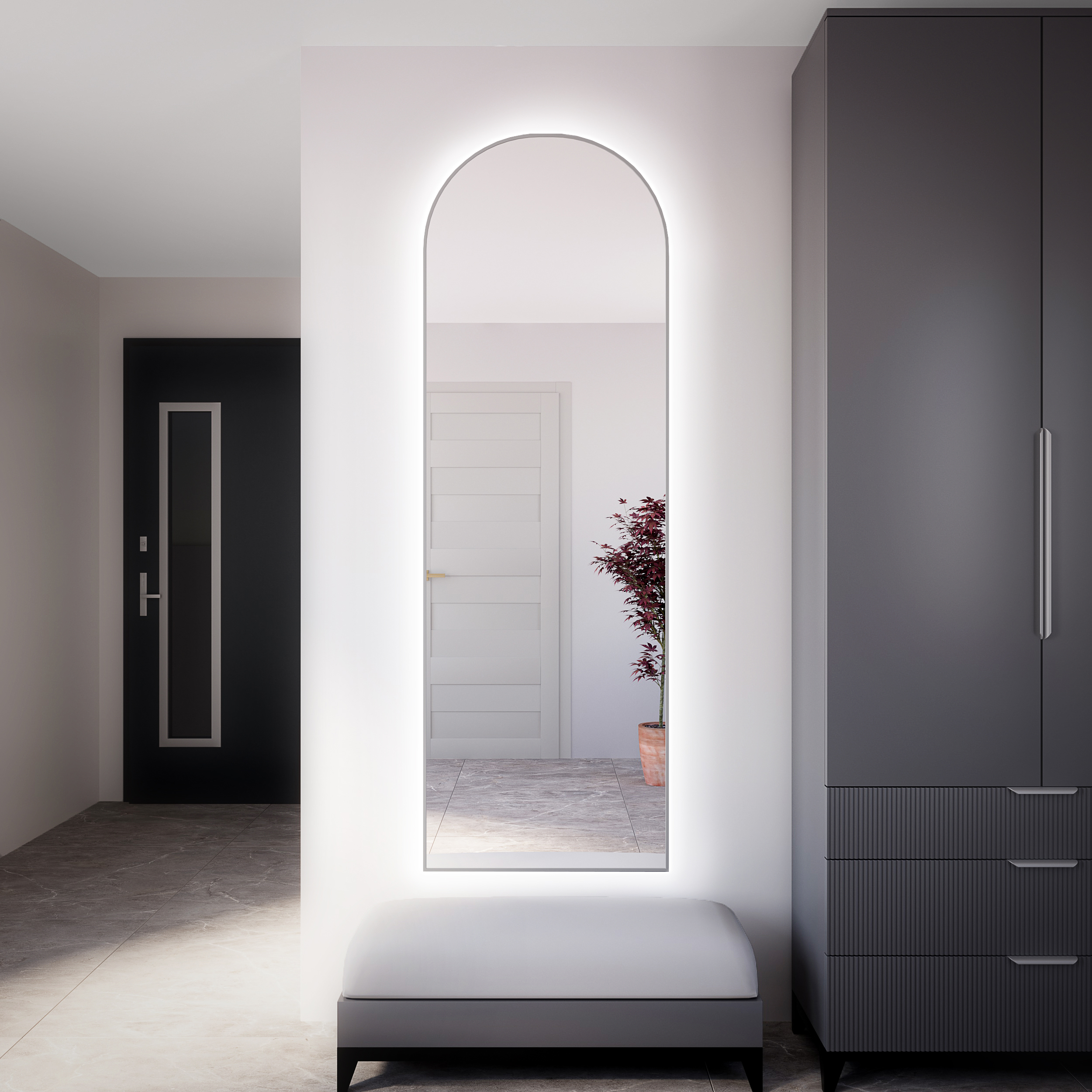 Baltica Design Tiny Border Pastille Cut miroir 80x140 cm avec éclairage argenté 5904107926650