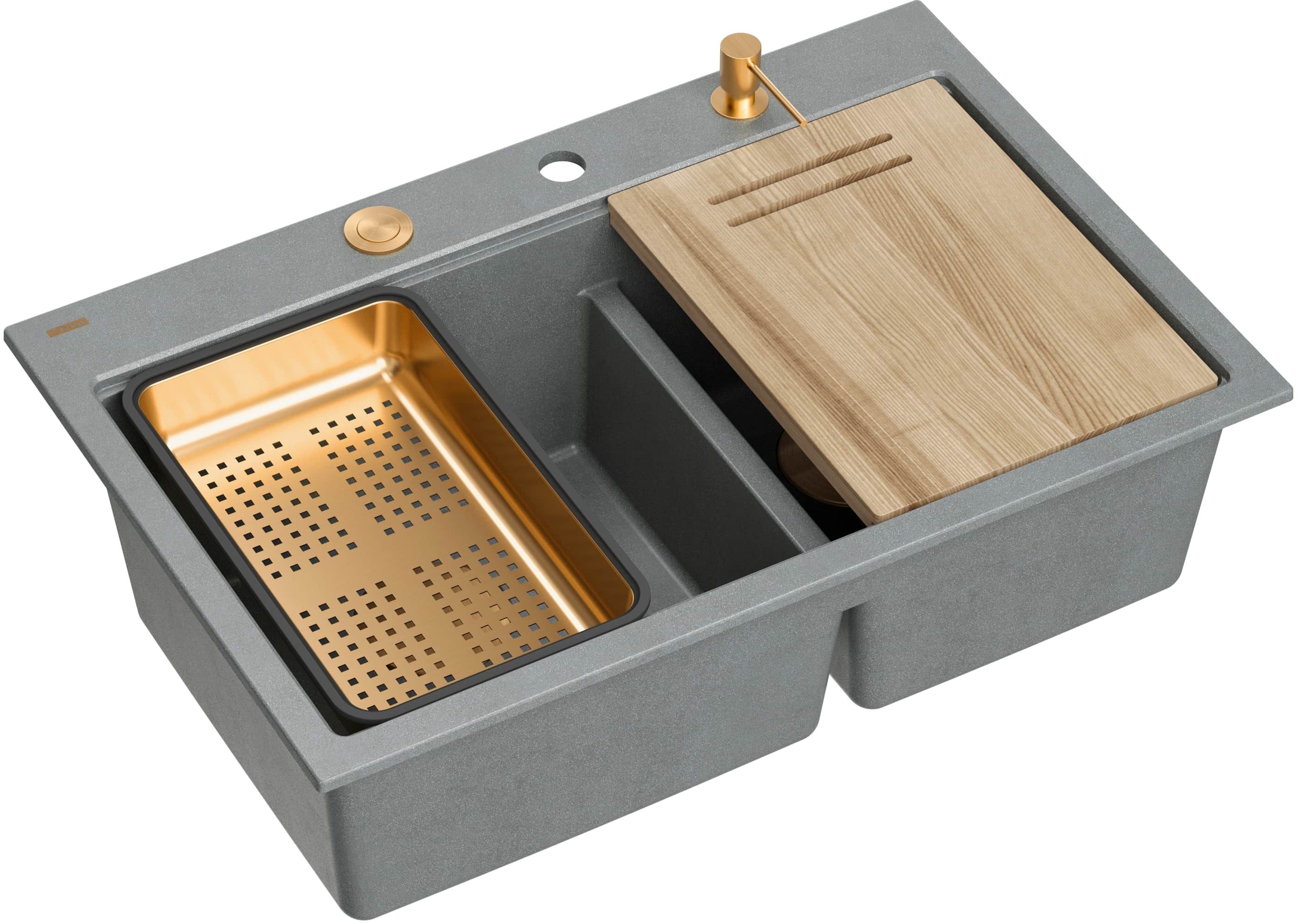 Quadron Marc 120 évier graniteq 76x50 cm gris/graphite/onyx HQC7650U5_PVDC1