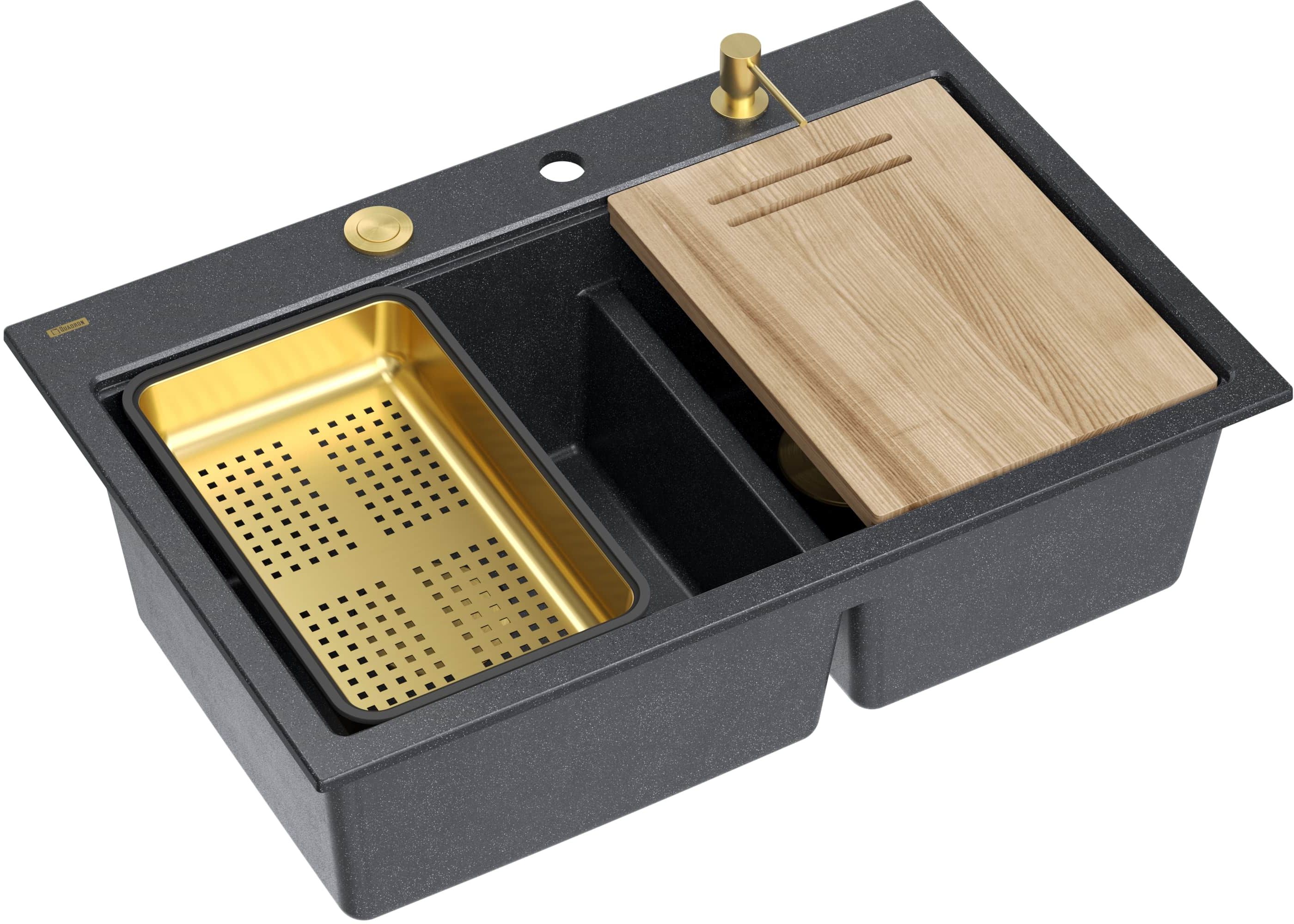 Quadron Marc 120 évier graniteq 76x50 cm noir HQC7650U8_PVDG1
