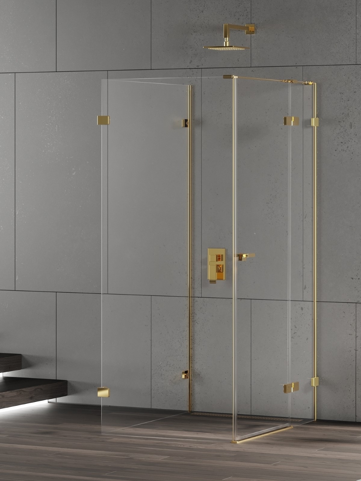 New Trendy Eventa Gold Shine cabine de douche 100x80 cm rectangulaire doré brillant/verre transparent EXK-4821