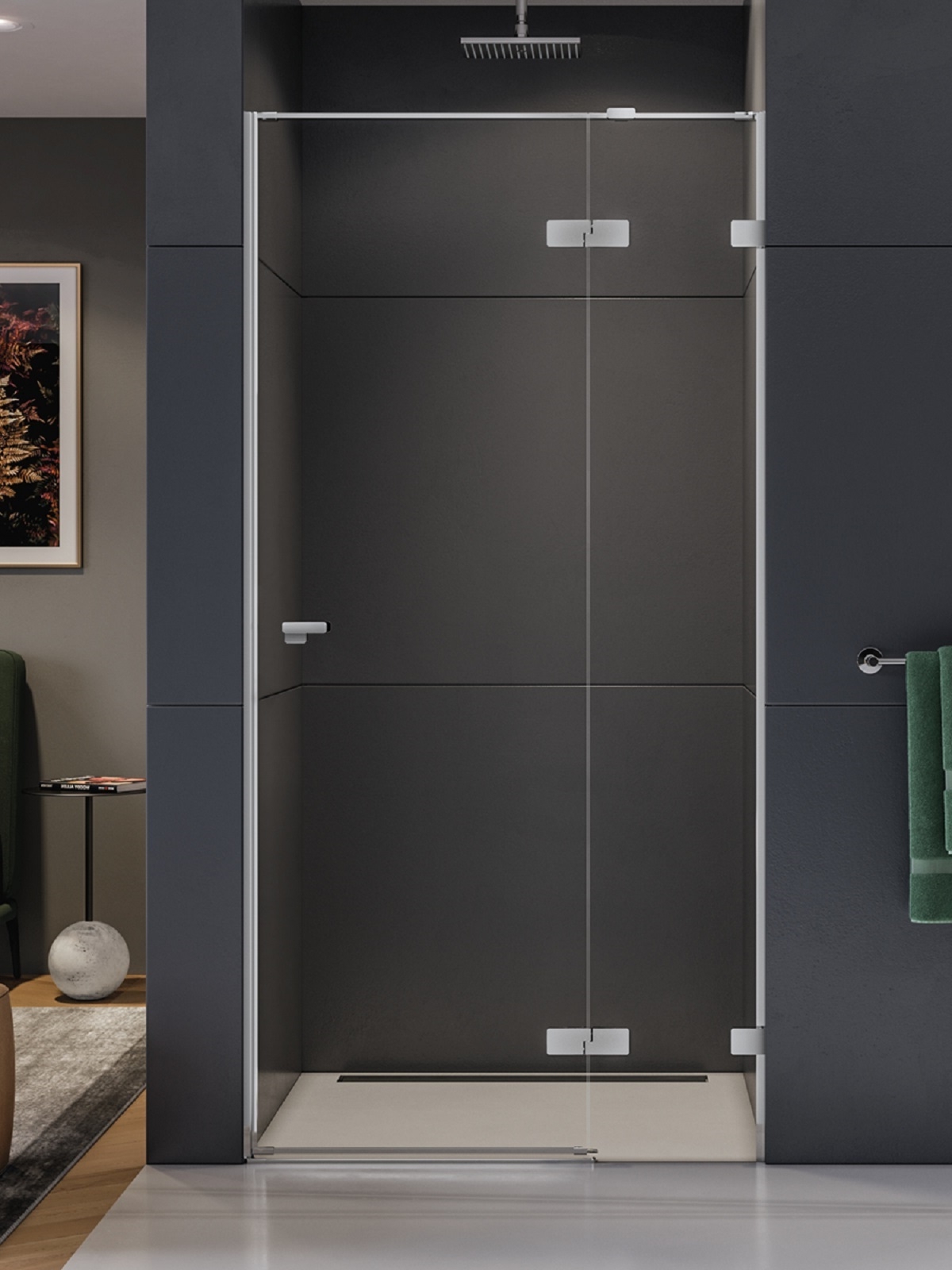 New Trendy Eventa porte de douche 100 cm à ouverture basculante chrome brillant/verre transparent EXK-4455