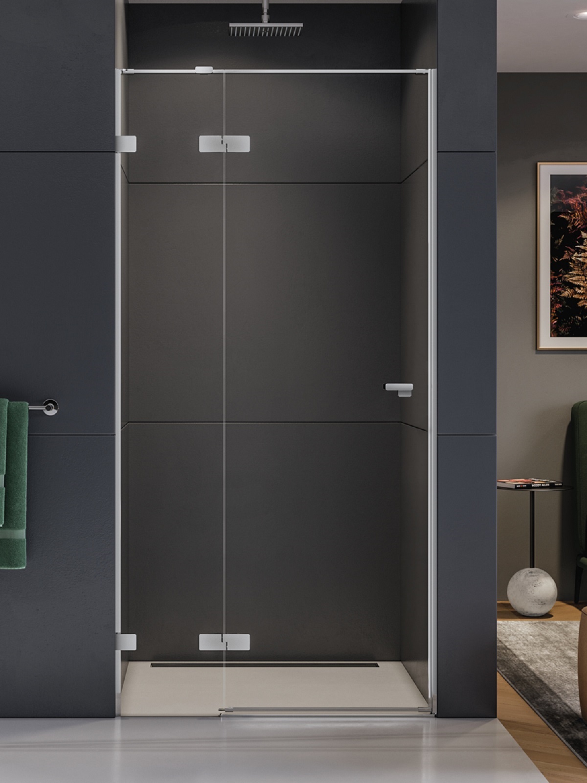 New Trendy Eventa porte de douche 110 cm à ouverture basculante chrome brillant/verre transparent EXK-4456