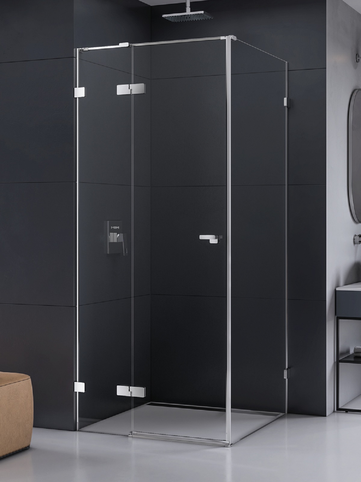 New Trendy Eventa cabine de douche 90x80 cm rectangulaire chrome brillant/verre transparent EXK-4475