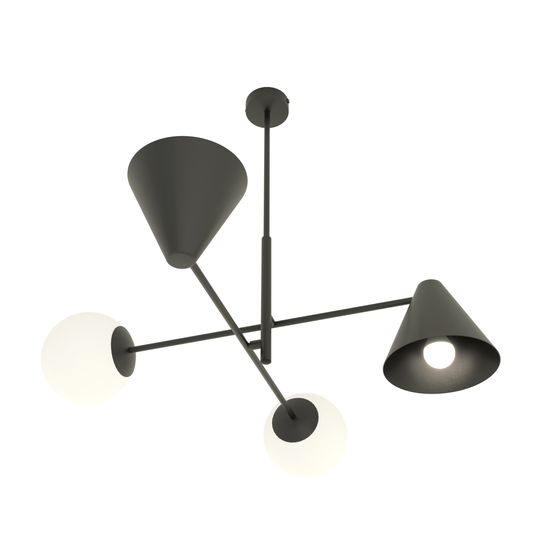 Emibig Hermes lampe suspendue 4x10 W blanc-noir 1347/4