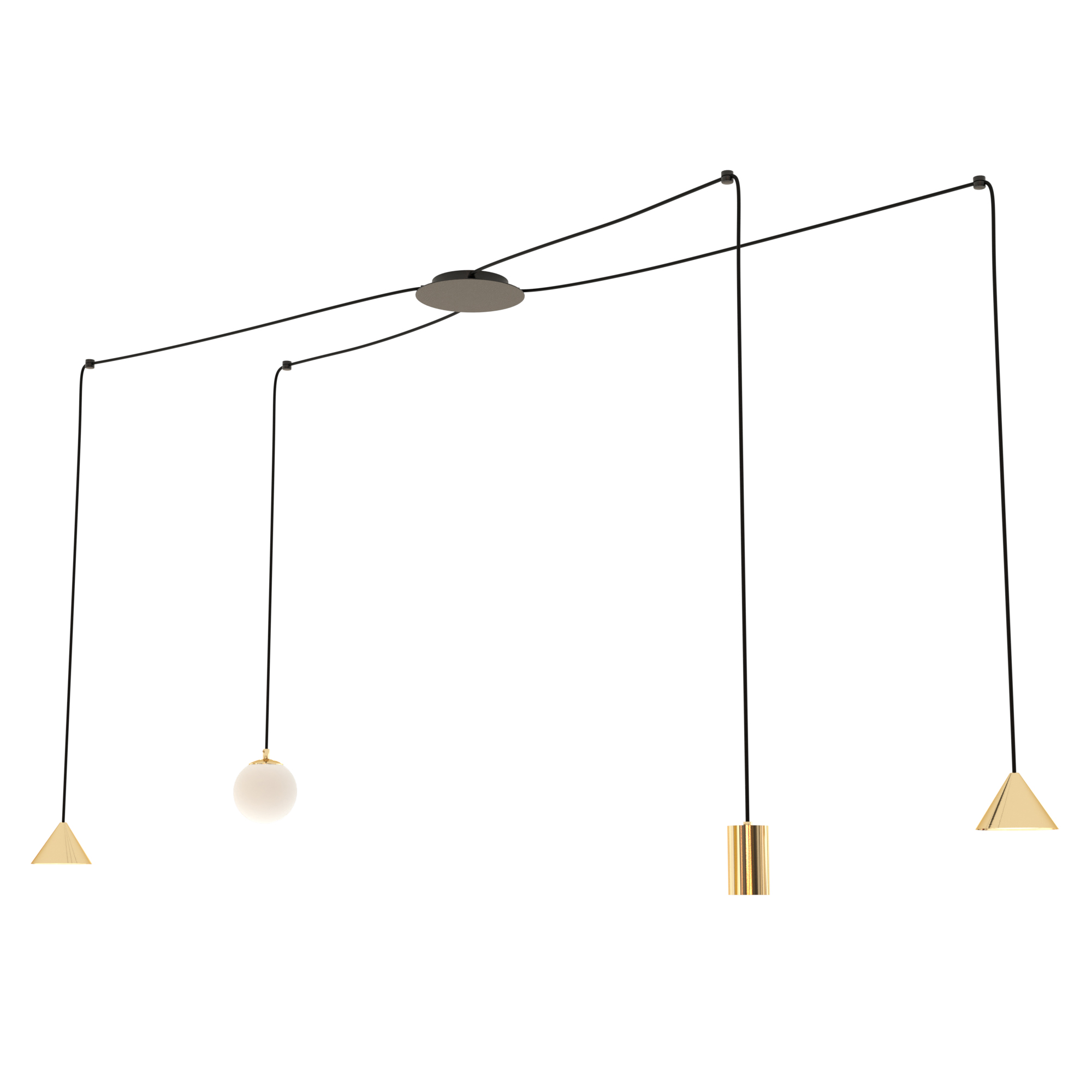 Emibig Fuji lampe suspendue 4x W noir-doré 13504