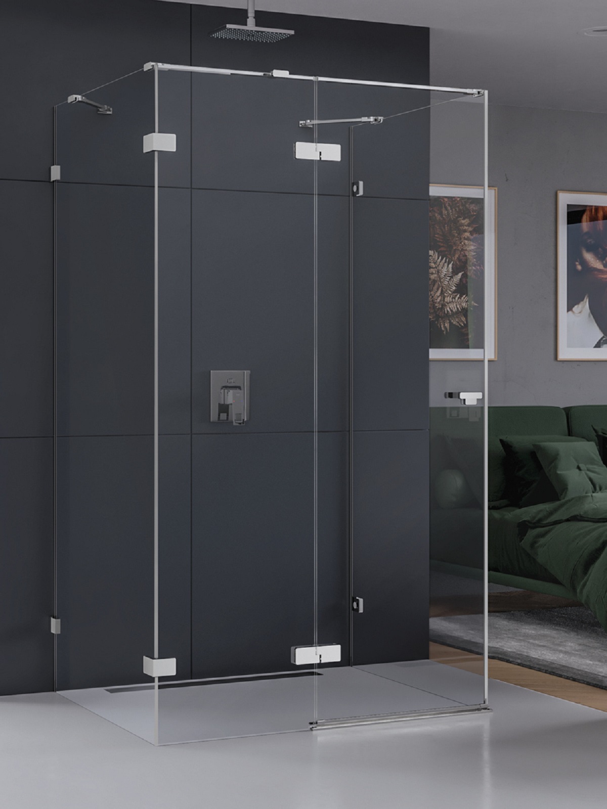 New Trendy Eventa cabine de douche 90x80 cm rectangulaire chrome brillant/verre transparent EXK-4573