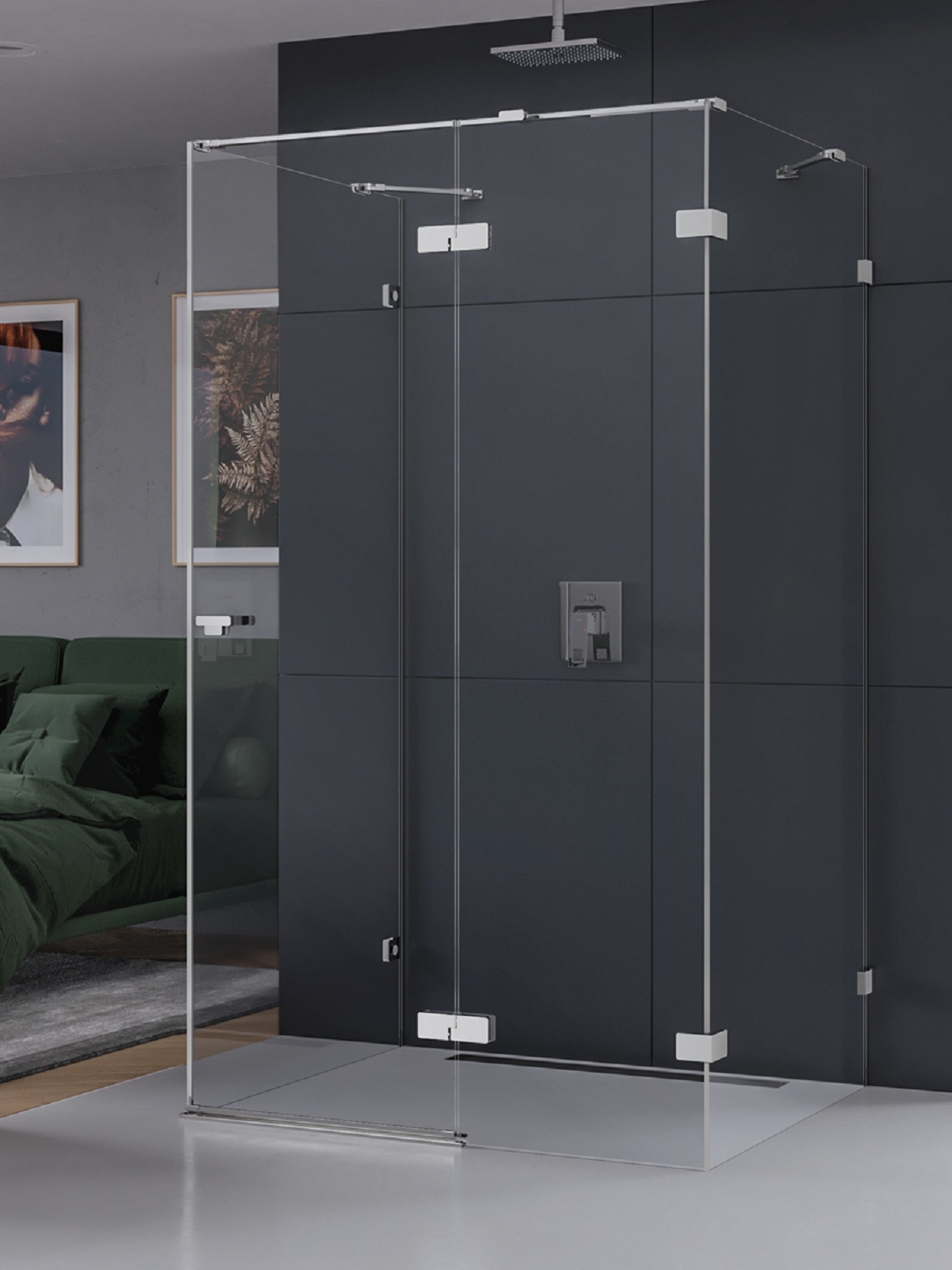 New Trendy Eventa cabine de douche 90x80 cm rectangulaire chrome brillant/verre transparent EXK-4574