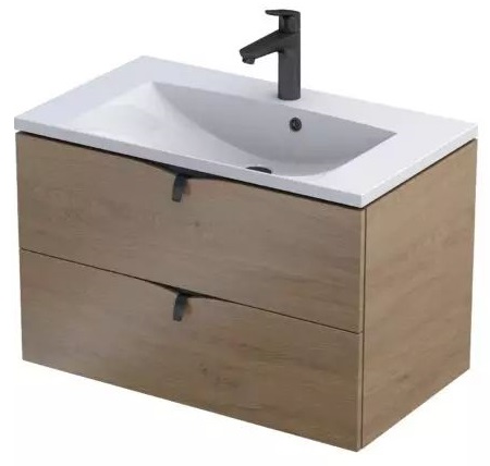 Oristo Siena armoire 79.6x45.5x50 cm sous-lavabo suspendu chêne OR45-SD2S-80-78