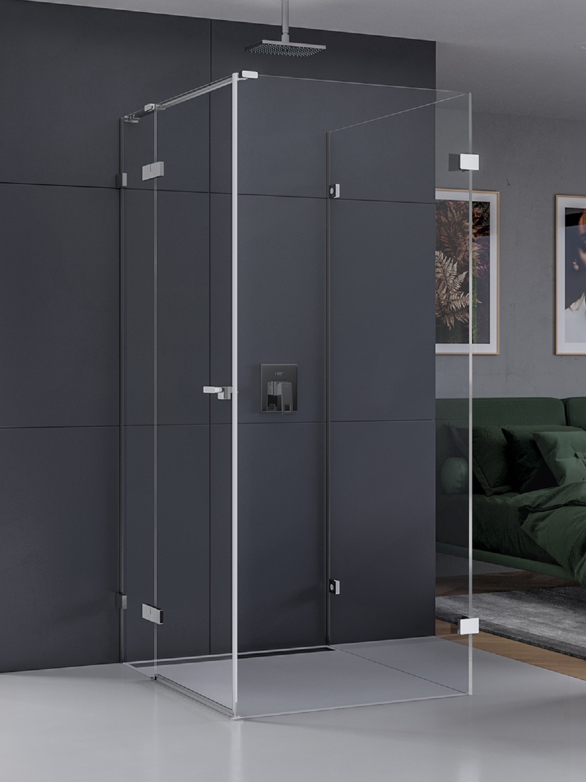 New Trendy Eventa cabine de douche 90x80 cm rectangulaire chrome brillant/verre transparent EXK-4601