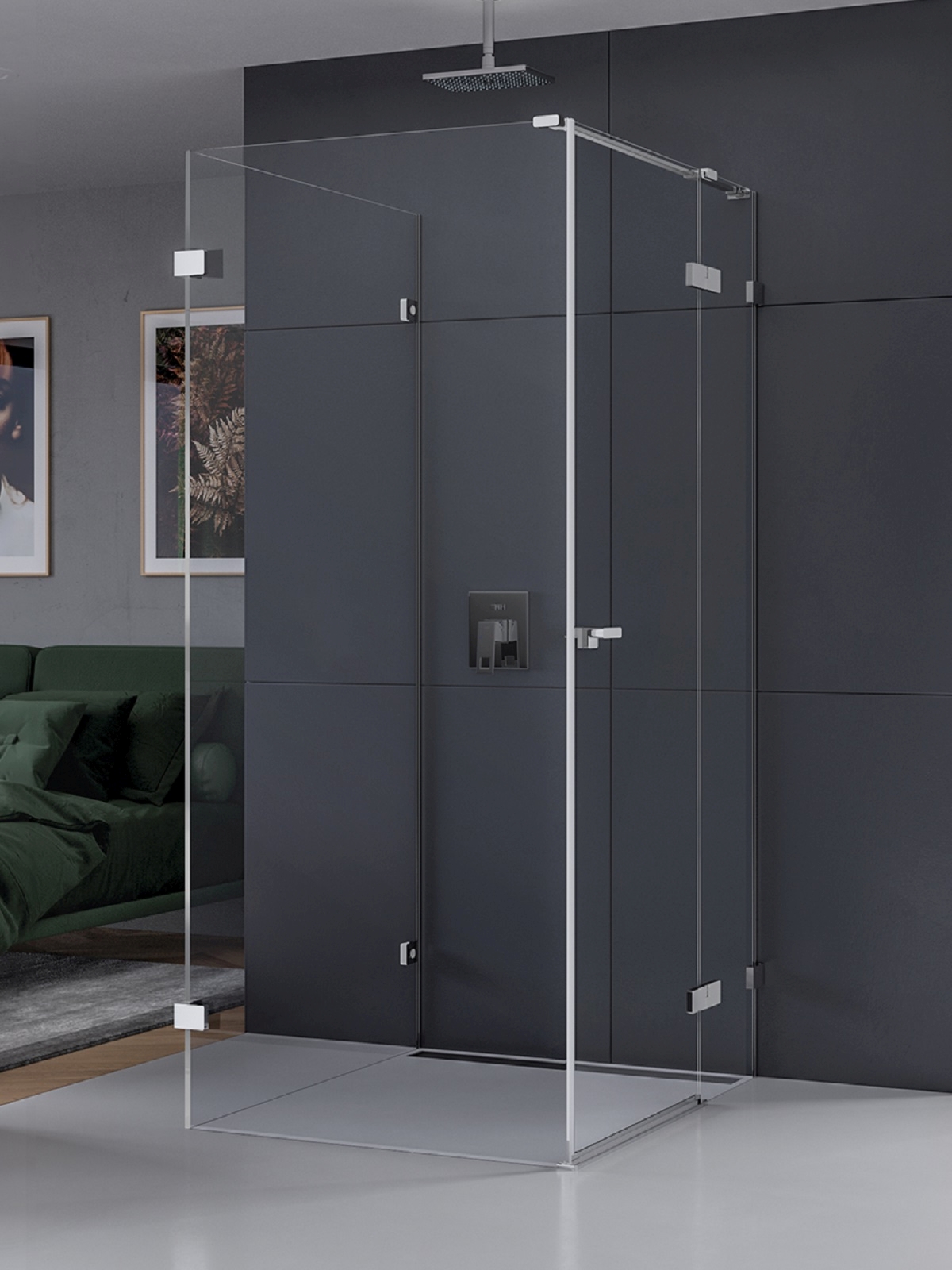 New Trendy Eventa cabine de douche 100x90 cm rectangulaire chrome brillant/verre transparent EXK-4610