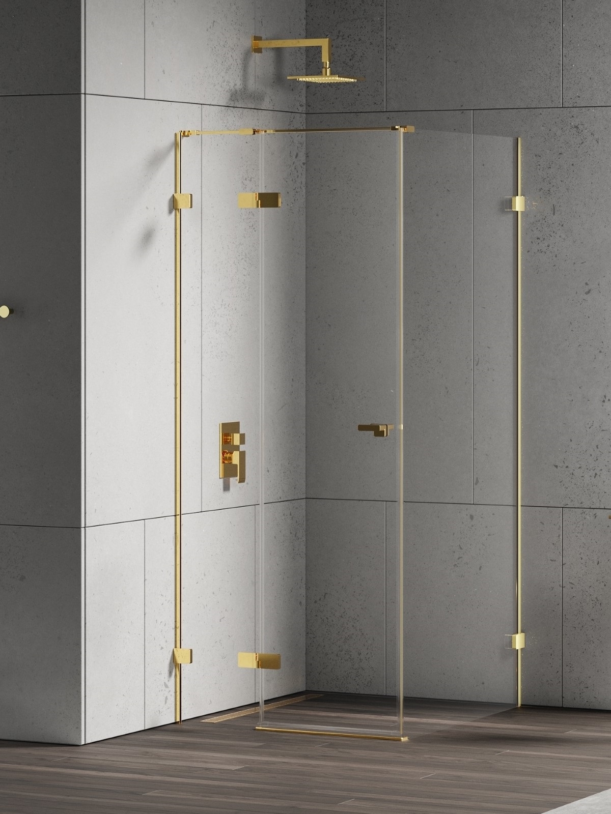 New Trendy Eventa Gold Shine cabine de douche 110x80 cm rectangulaire doré brillant/verre transparent EXK-4708