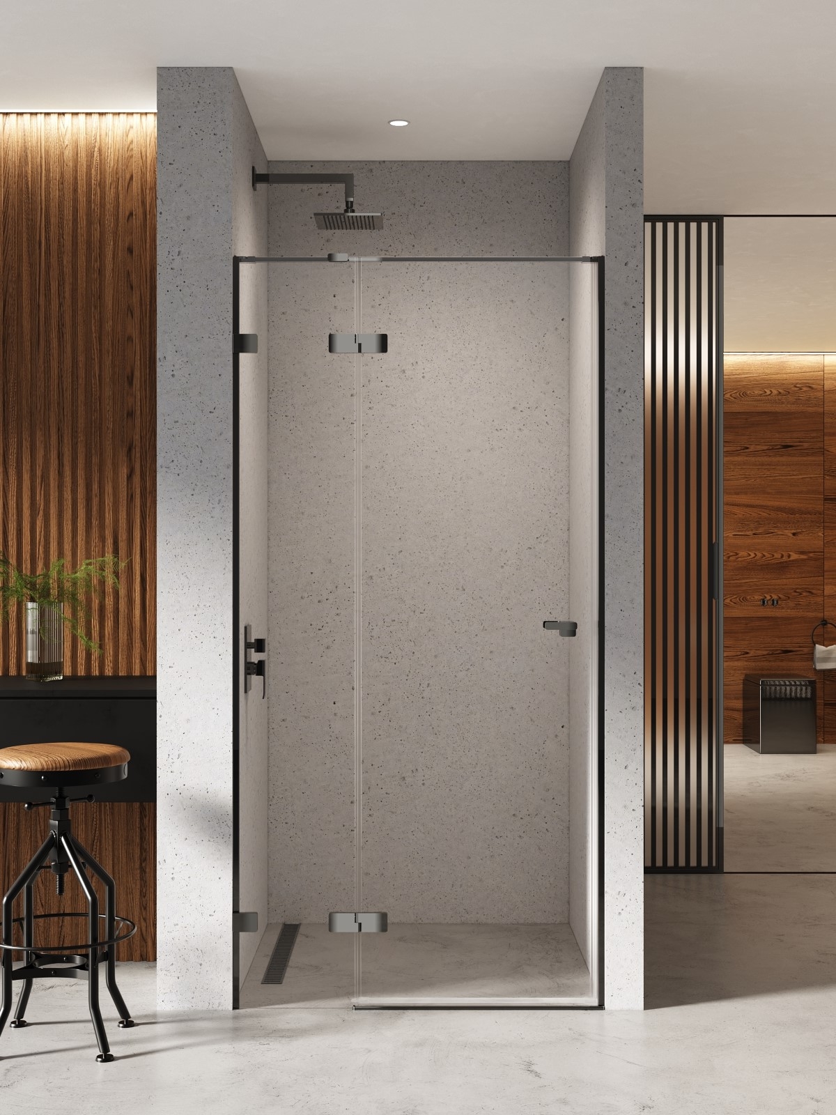 New Trendy Eventa Black Chrome porte de douche 100 cm à ouverture basculante noir brillant/verre transparent EXK-6131