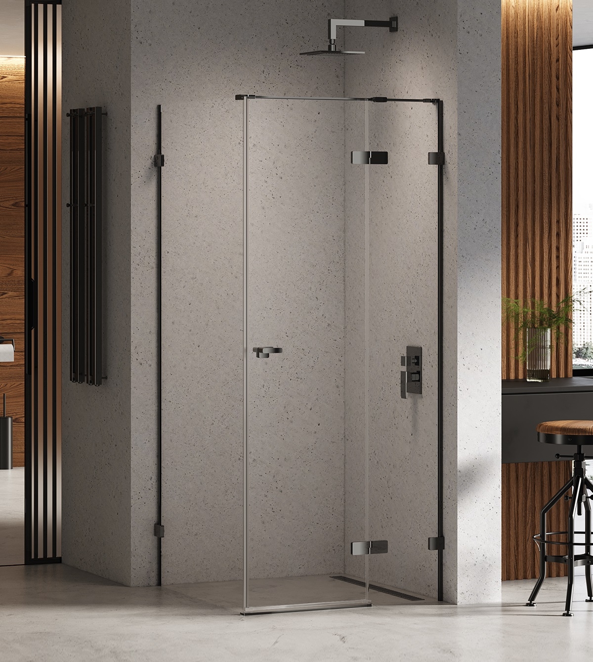New Trendy Eventa Black Chrome cabine de douche 100x70 cm rectangulaire noir brillant/verre transparent EXK-6187