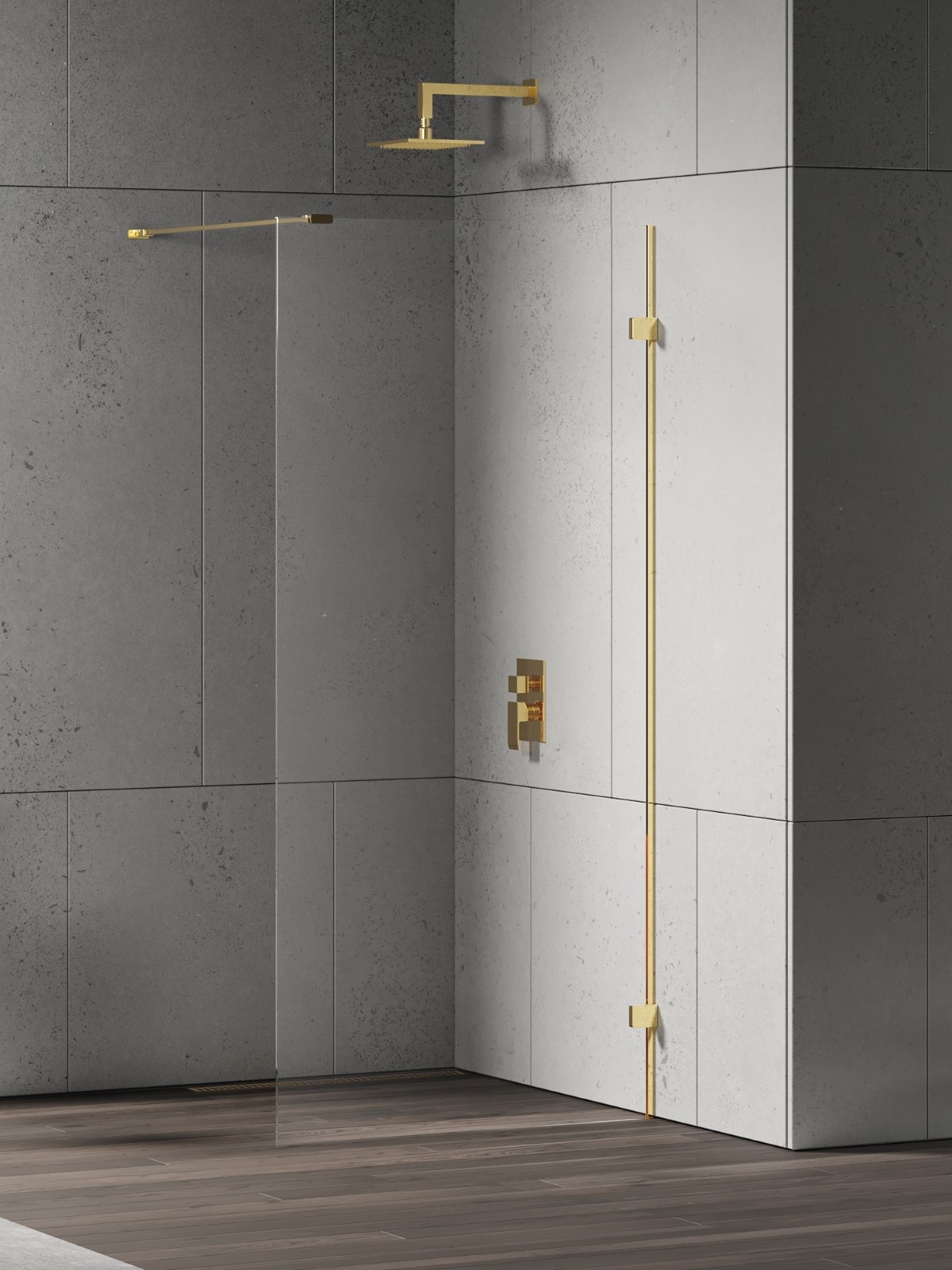 New Trendy Eventa Gold Shine paroi de douche walk-in 80 cm doré brillant/verre transparent EXK-4839