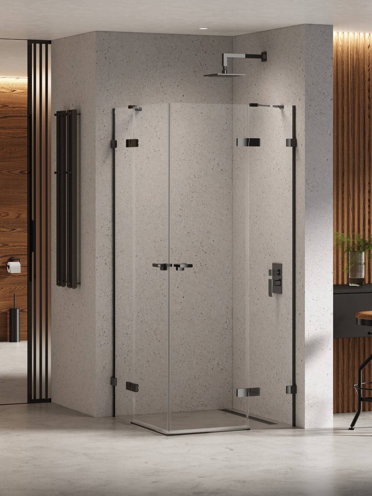 New Trendy Eventa Black Chrome cabine de douche 100x90 cm rectangulaire chrome brillant/verre transparent EXK-6212