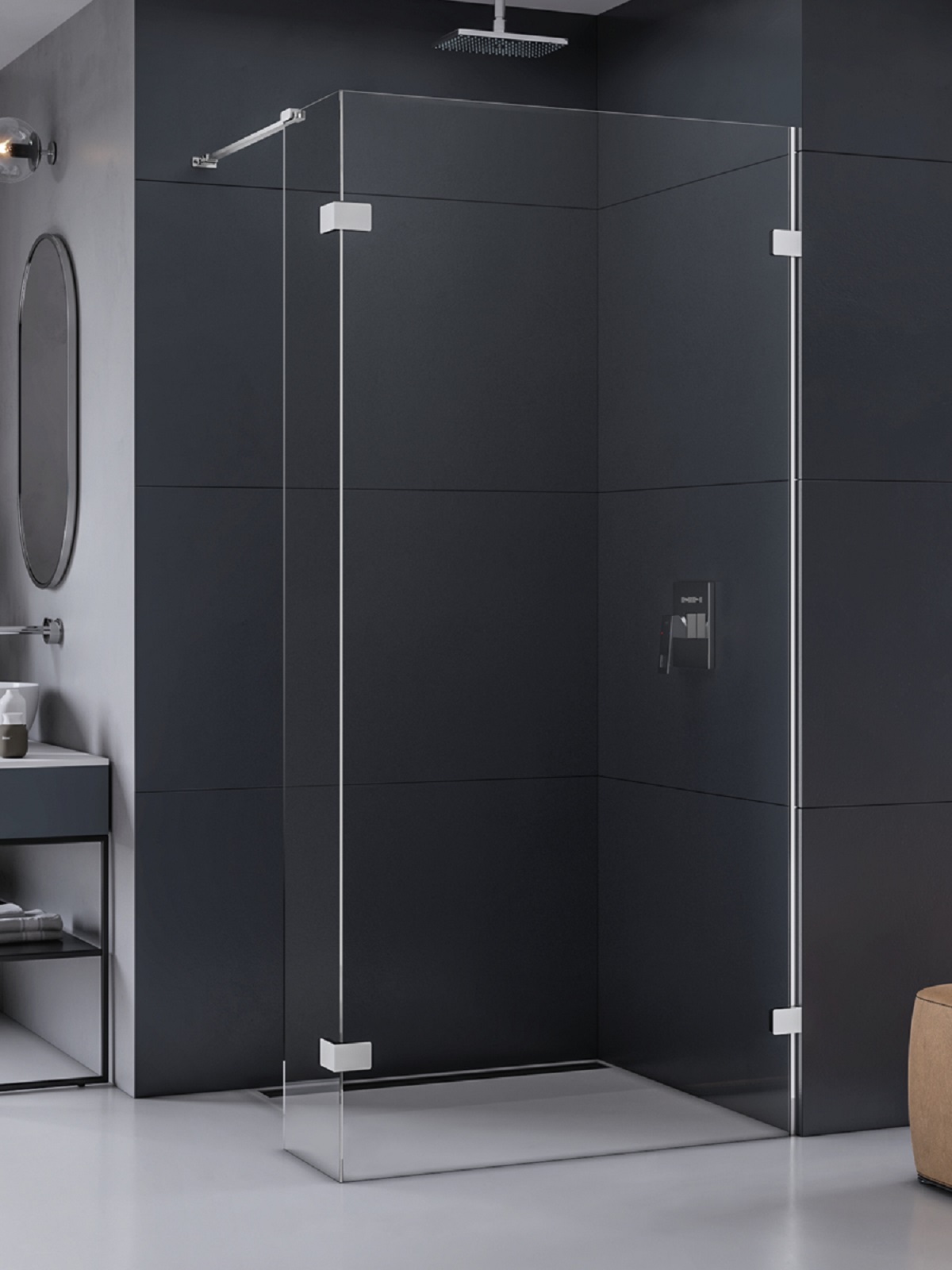 New Trendy Eventa paroi de douche walk-in 100 cm chrome brillant/verre transparent EXK-4632