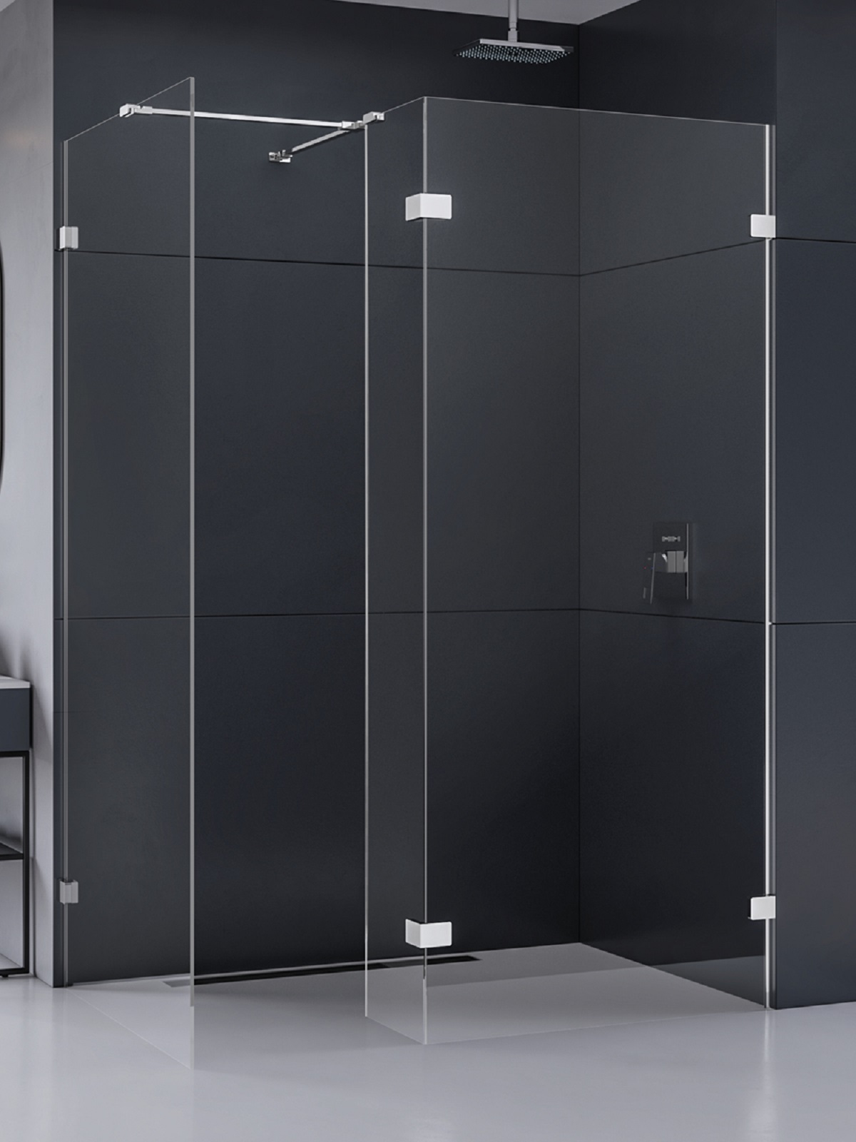 New Trendy Eventa paroi de douche walk-in 90 cm chrome brillant/verre transparent EXK-4666
