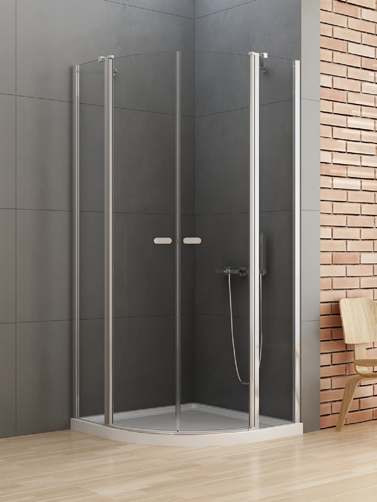 New Trendy New Soleo kabina prysznicowa 120x85 cm półokrągła chrom połysk/szkło przezroczyste K-0422