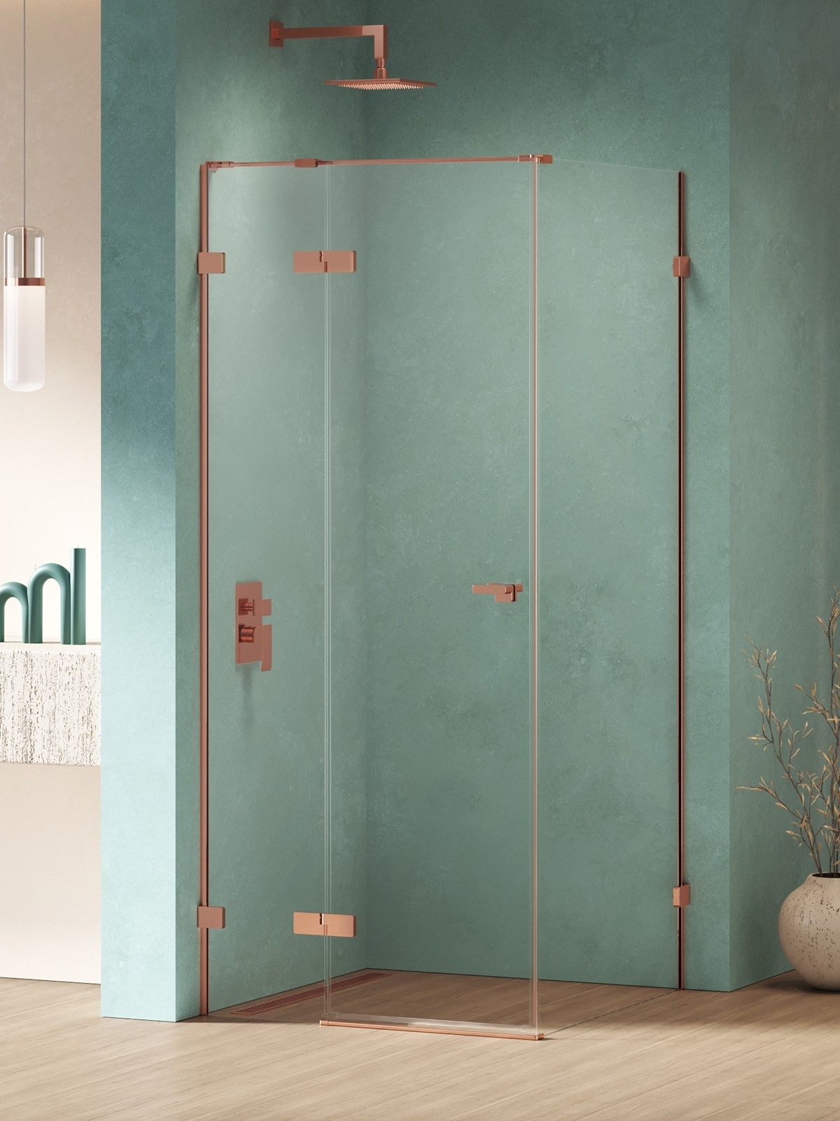 New Trendy Eventa Copper Shine kabina prysznicowa 120x90 cm prostokątna lewa miedź połysk/szkło przezroczyste EXK-6396