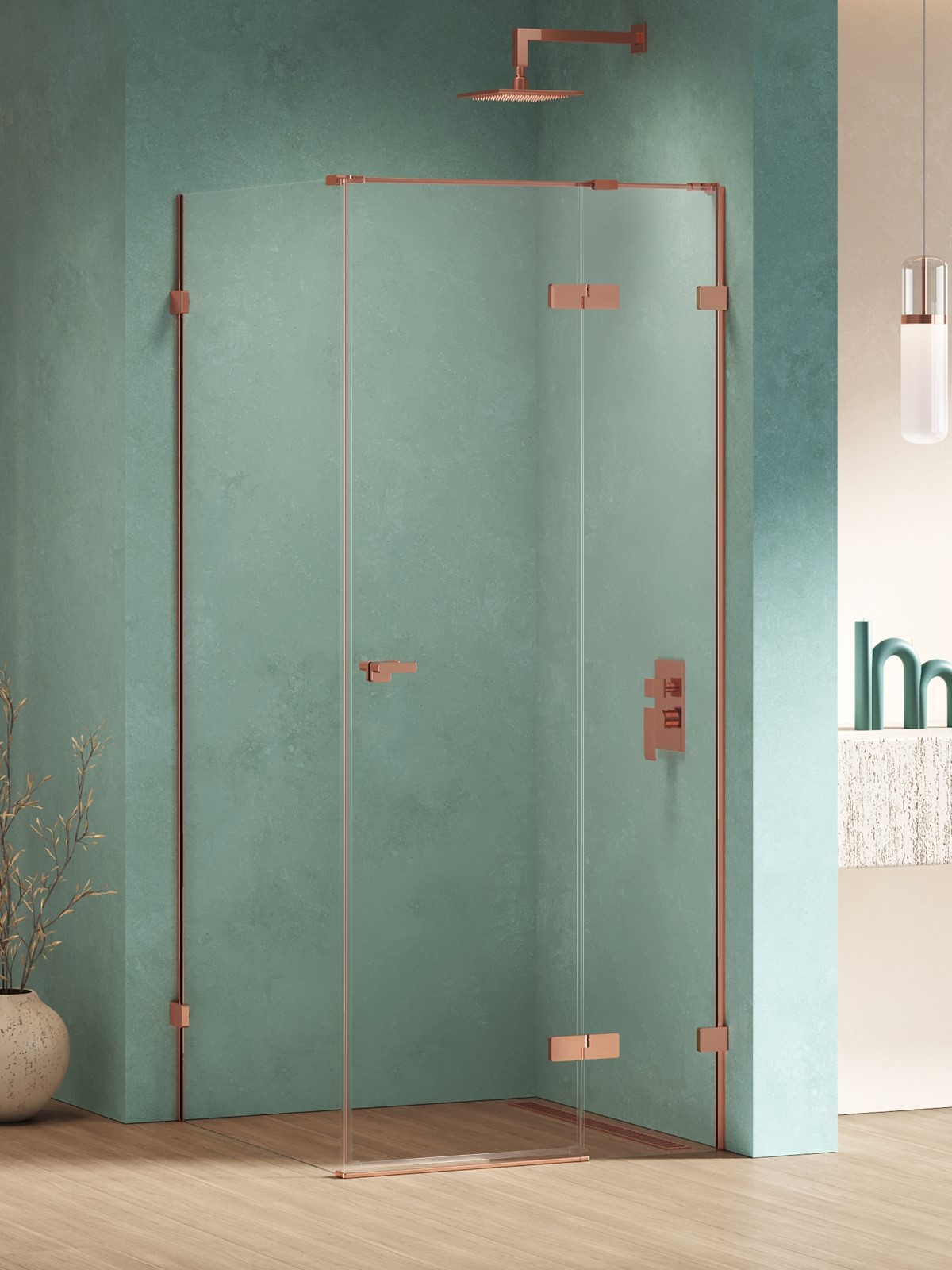 New Trendy Eventa Copper Shine cabine de douche 120x110 cm rectangulaire cuivre brillant/verre transparent EXK-6423