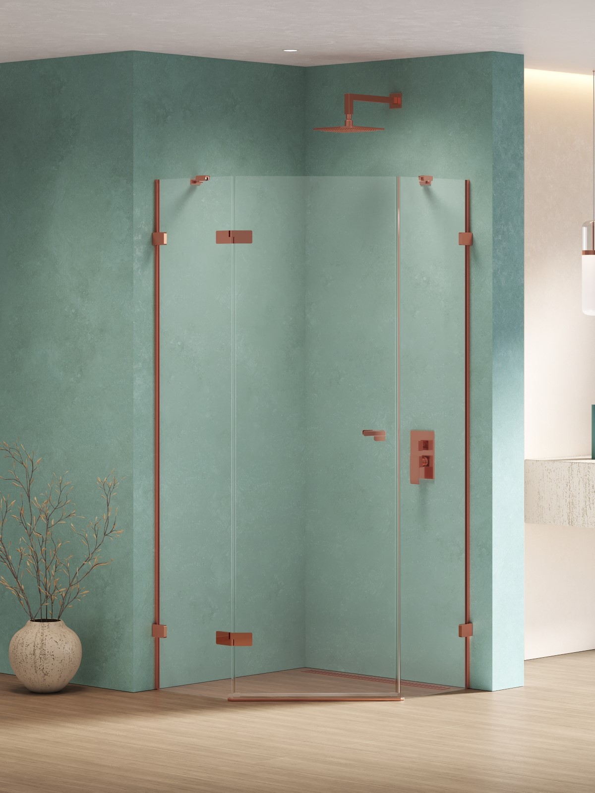 New Trendy Eventa Copper Shine cabine de douche 90x90 cm cuivre brillant/verre transparent EXK-6515