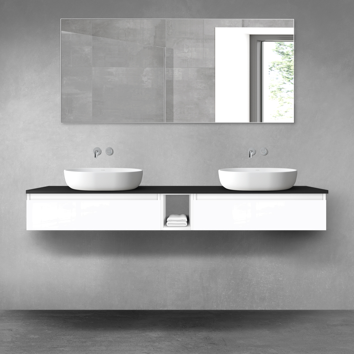 Set armoire Oltens Vernal 60010000, plan de travail suspendu Oltens Vernal 63009300, 60020000