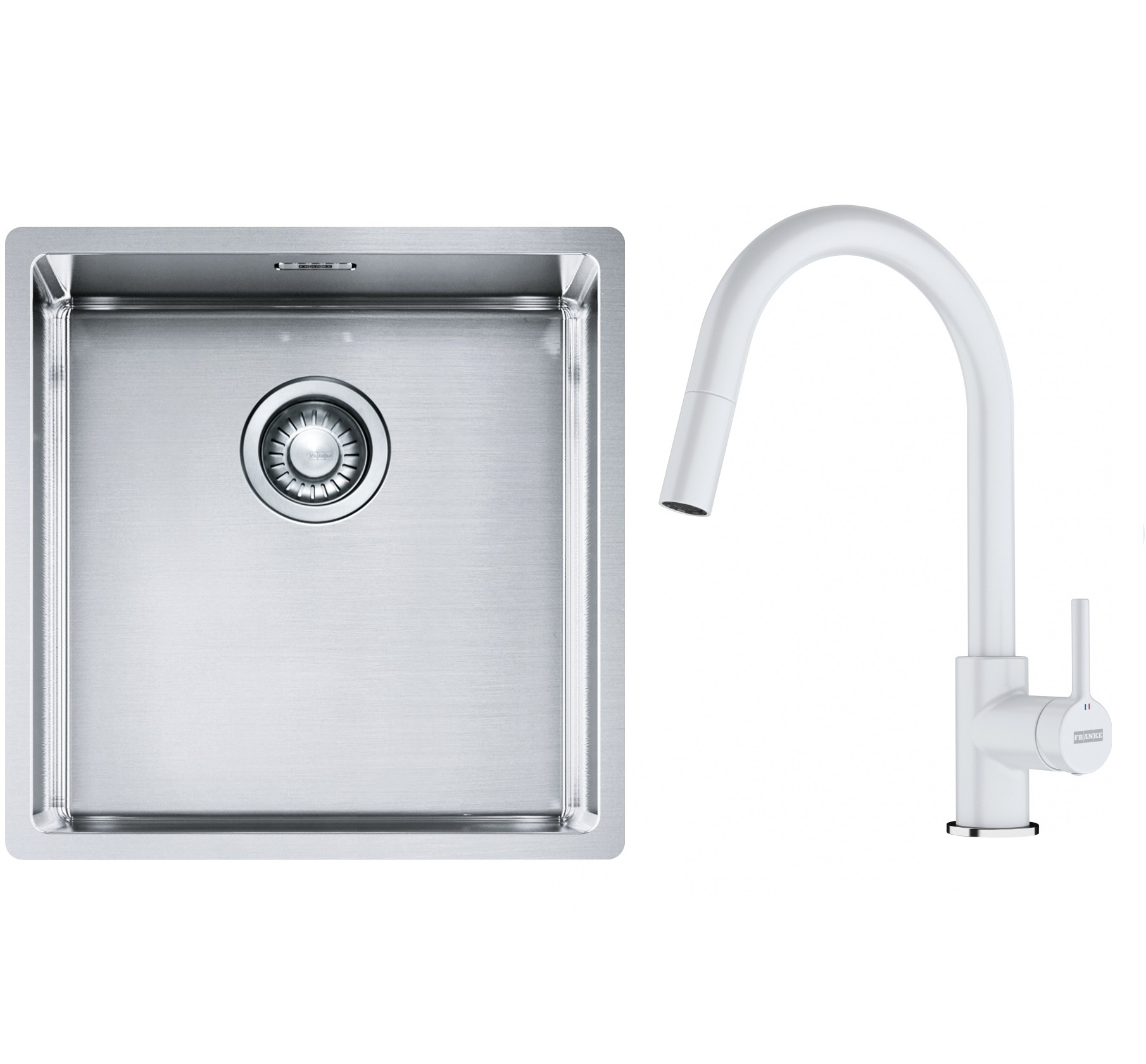 Set évier en acier inoxydable Franke Box 127.0453.654, mitigeur de cuisine Franke Lina 115.0626.081