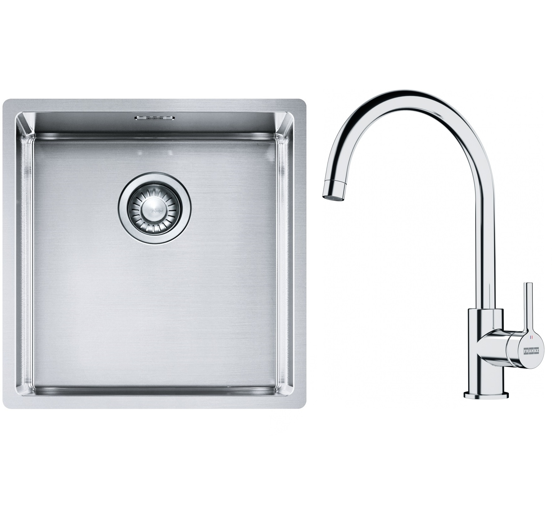 Set évier en acier inoxydable Franke Box 127.0453.654, mitigeur de cuisine Franke Lina 115.0693.228