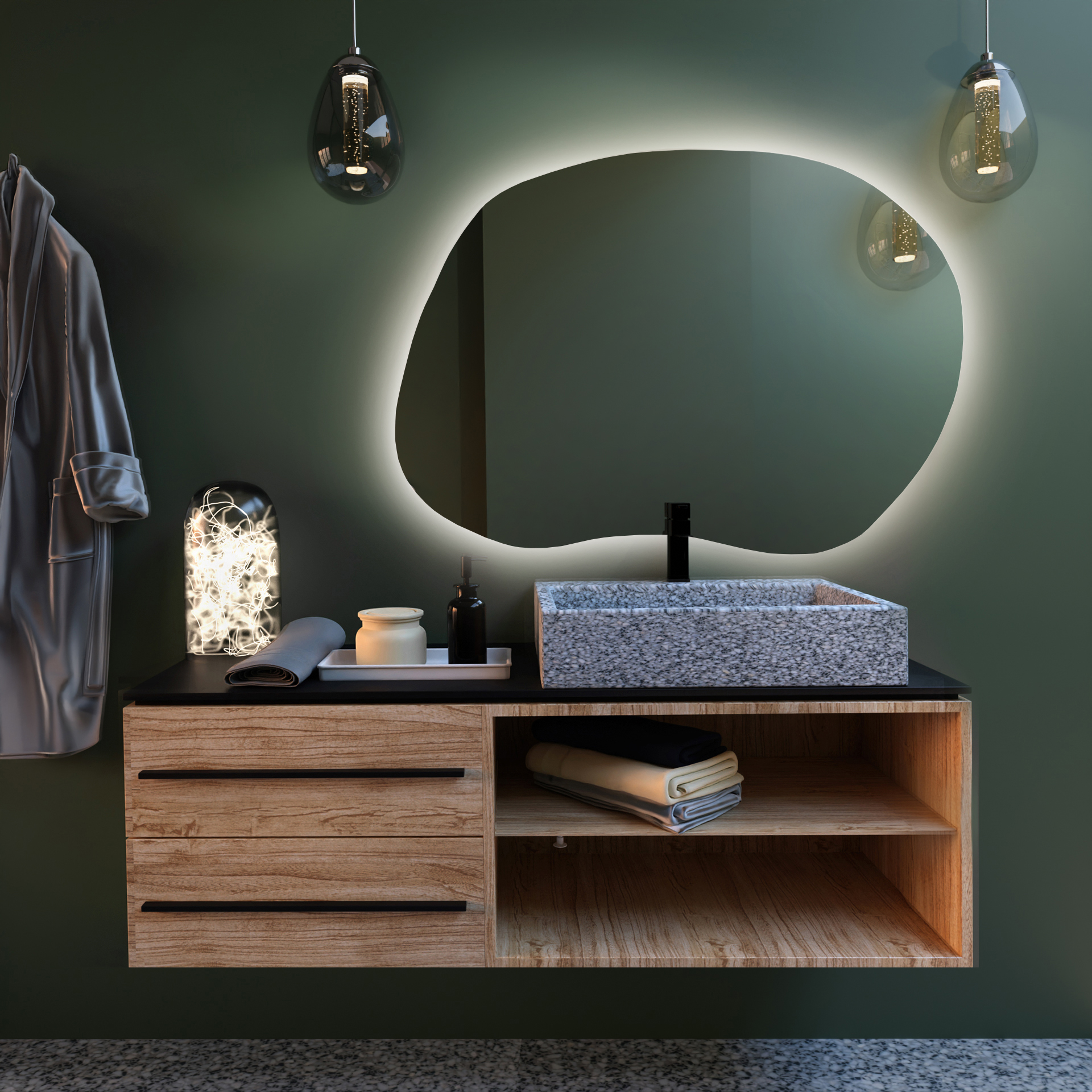 Baltica Design Bright Stain II miroir 80x57 cm avec éclairage 5904107915395