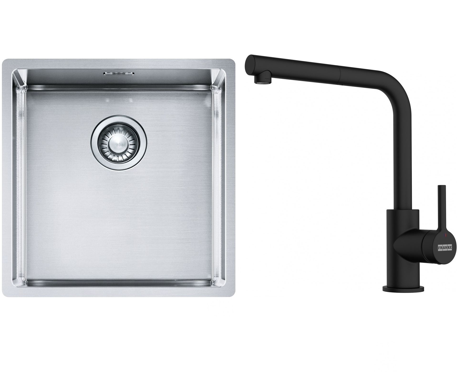 Set évier en acier inoxydable Franke Box 127.0453.654, mitigeur de cuisine Franke Lina 115.0712.435