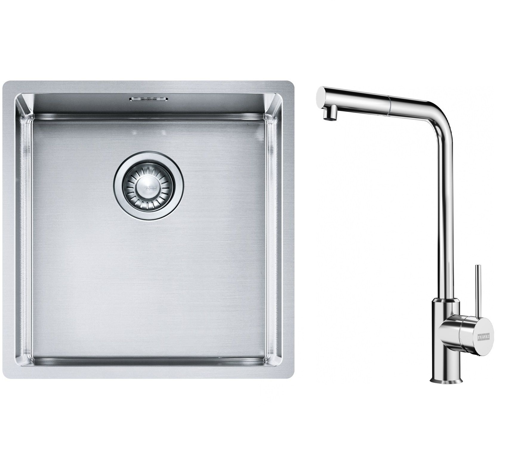 Set évier en acier inoxydable Franke Box 127.0453.654, mitigeur de cuisine Franke Sirius Side 115.0668.280