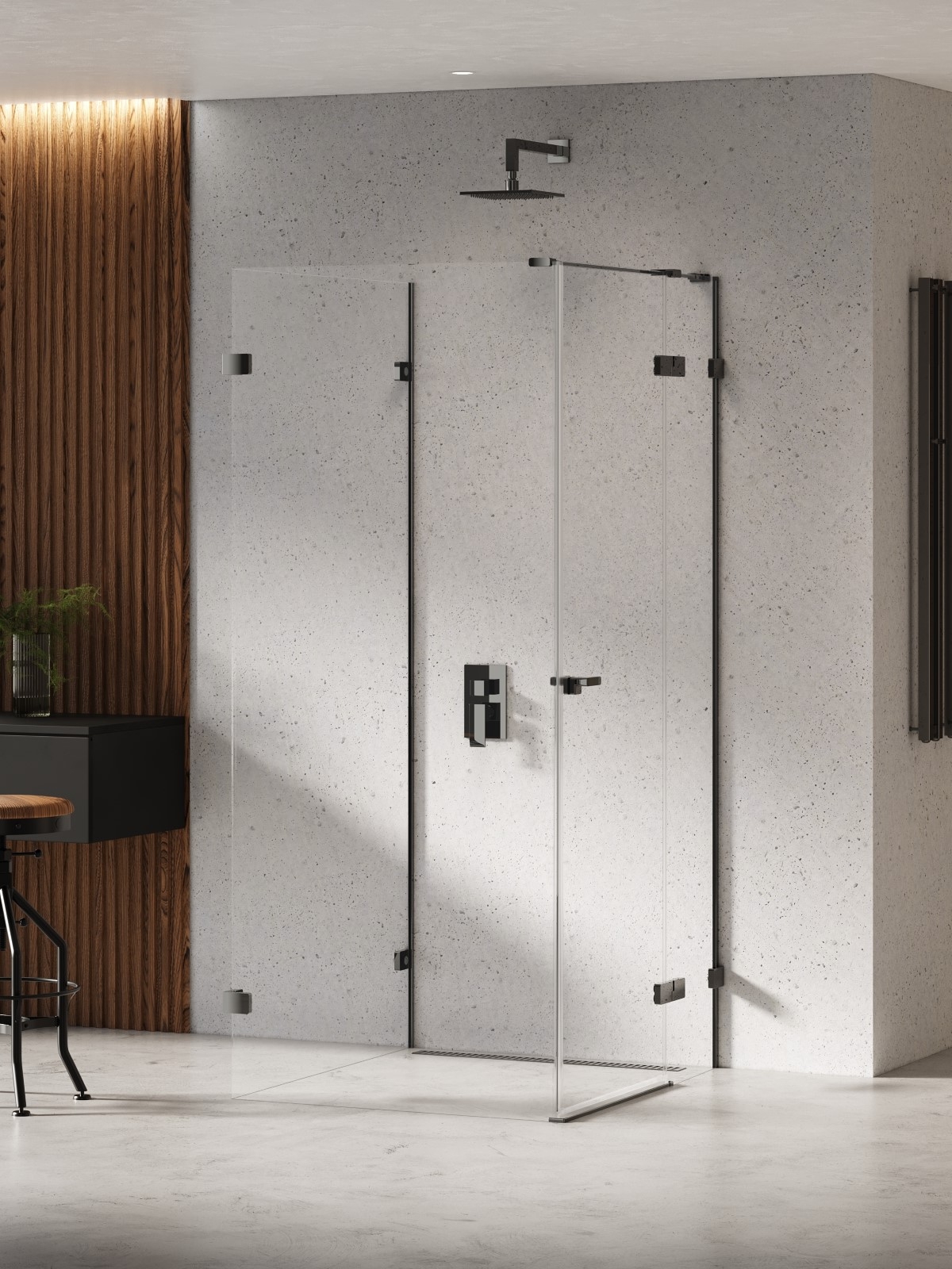 New Trendy Eventa Black Chrome cabine de douche 80x80 cm carrée noir brillant/verre transparent EXK-6273