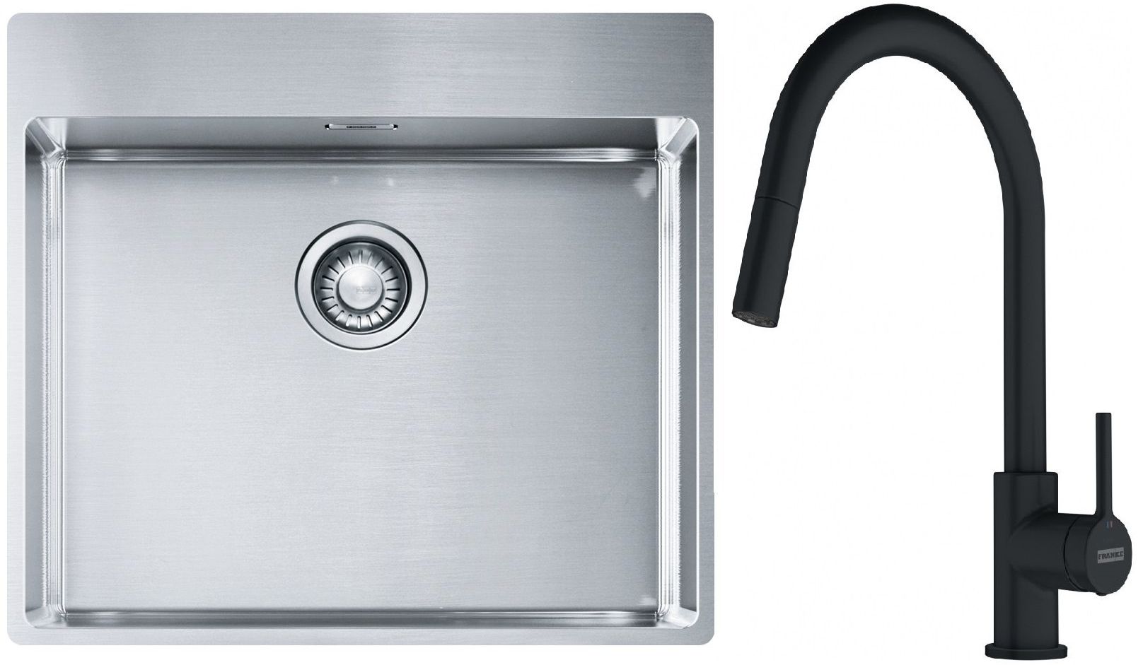 Set évier en acier inoxydable Franke Box 127.0369.295, mitigeur de cuisine Franke Lina 115.0626.053