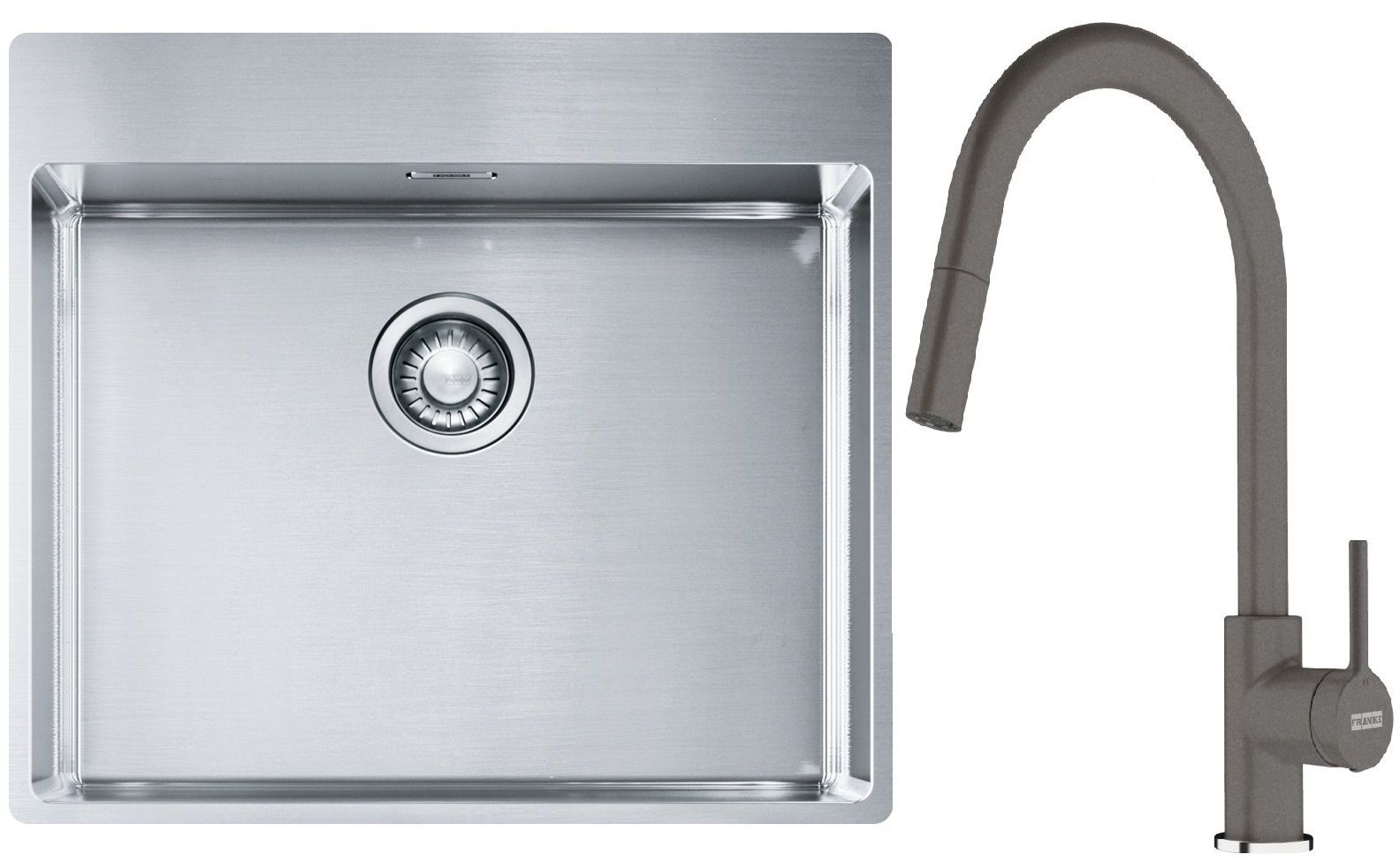 Set évier en acier inoxydable Franke Box 127.0369.295, mitigeur de cuisine Franke Lina 115.0626.057