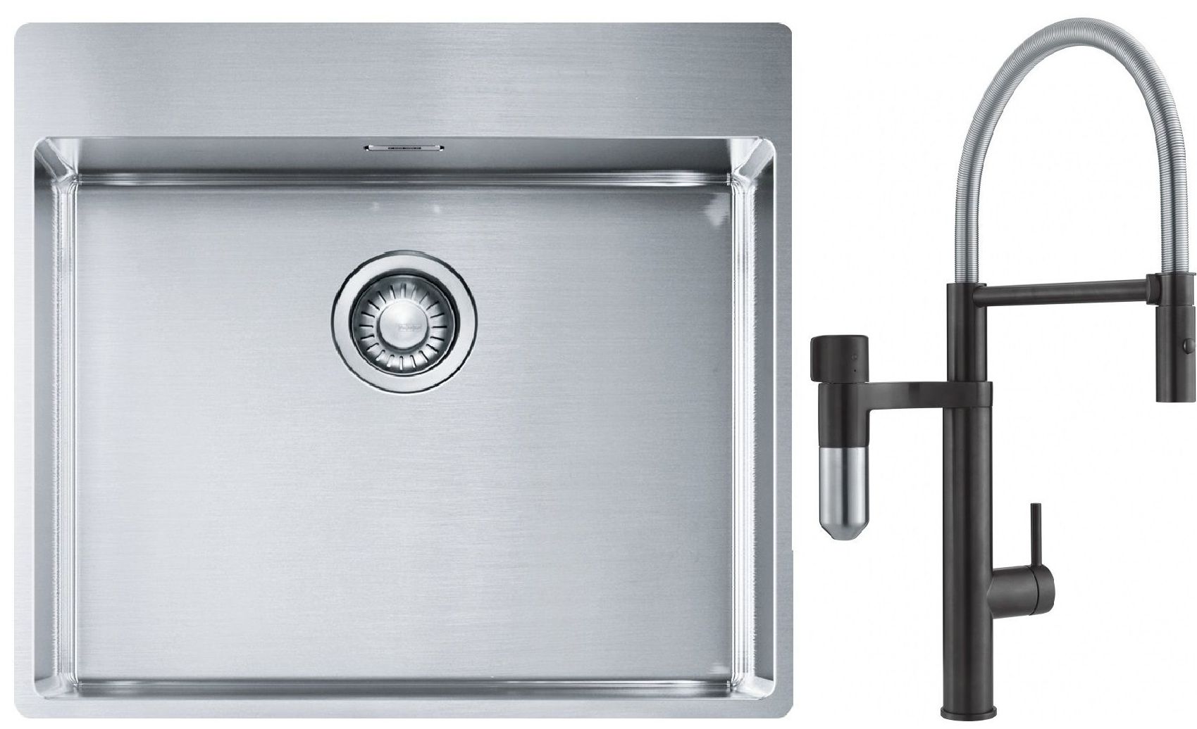 Set mitigeur de cuisine Franke Vital Semi-Pro 120.0621.313, évier en acier inoxydable Franke Box 127.0369.295