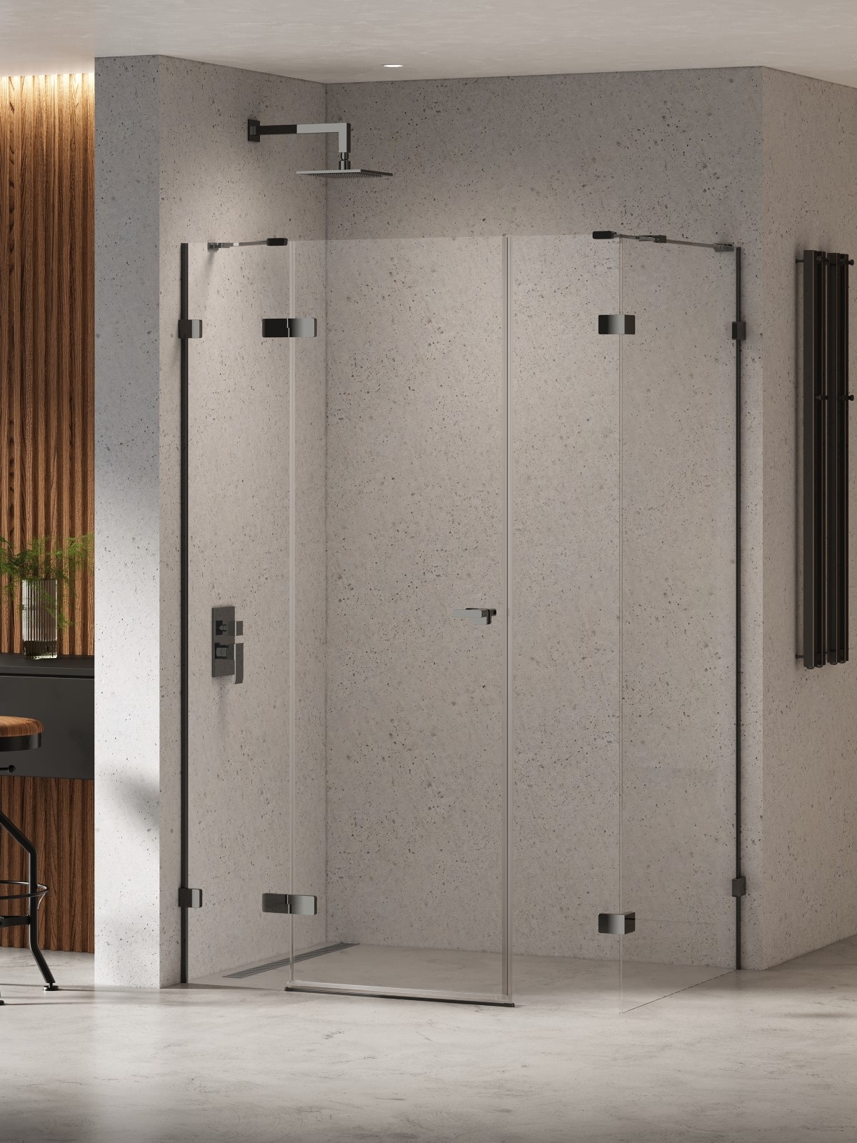 New Trendy Eventa Black Chrome kabina prysznicowa 150x80 cm prostokątna lewa czarny chrom połysk/szkło przezroczyste EXK-6234