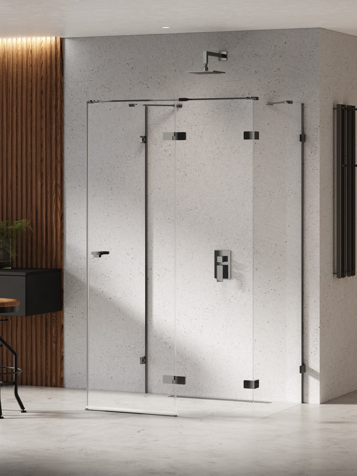 New Trendy Eventa Black Chrome cabine de douche 90x80 cm rectangulaire noir brillant/verre transparent EXK-6251