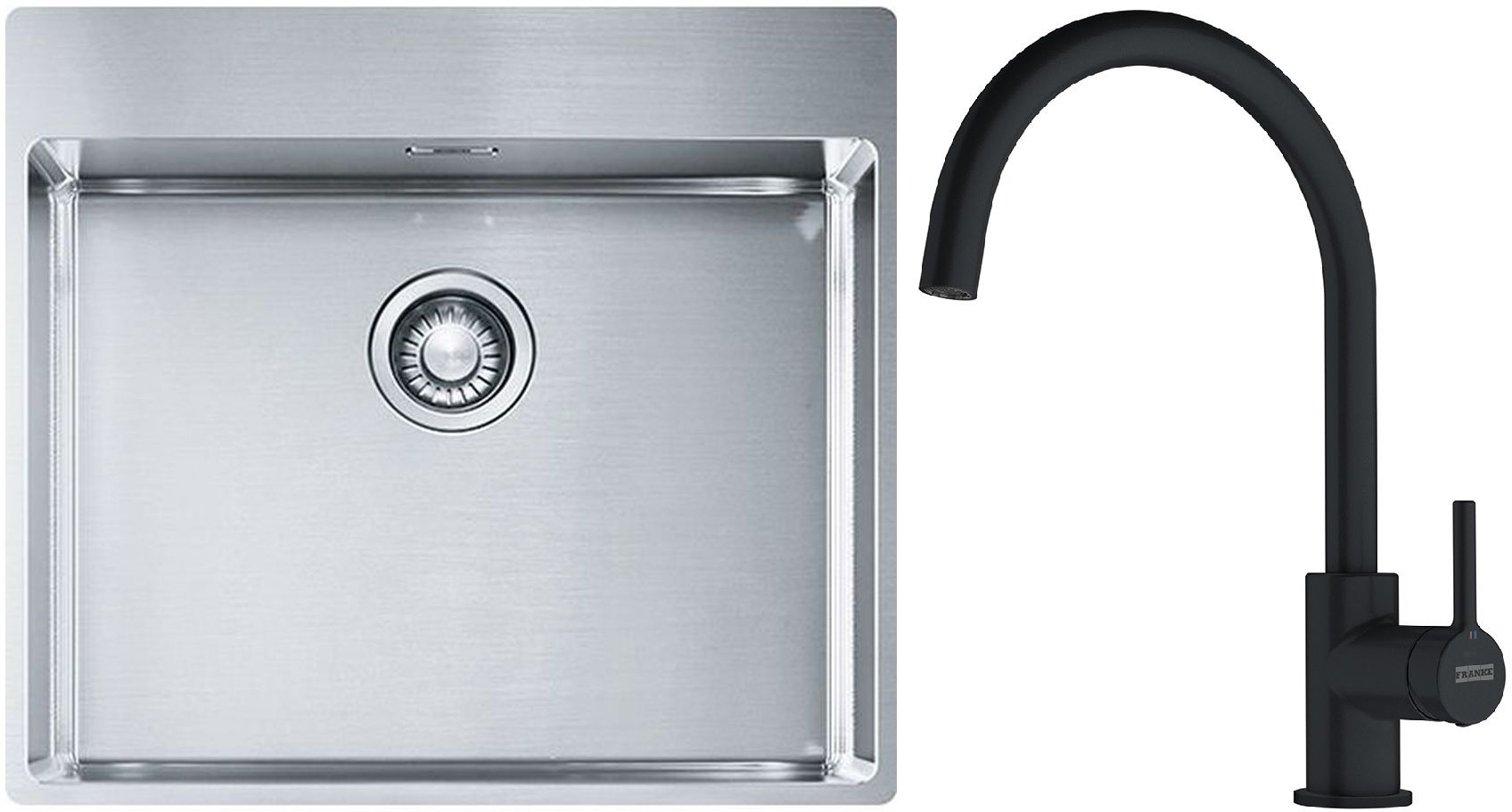 Set évier en acier inoxydable Franke Box 127.0369.295, mitigeur de cuisine Franke Lina 115.0626.019