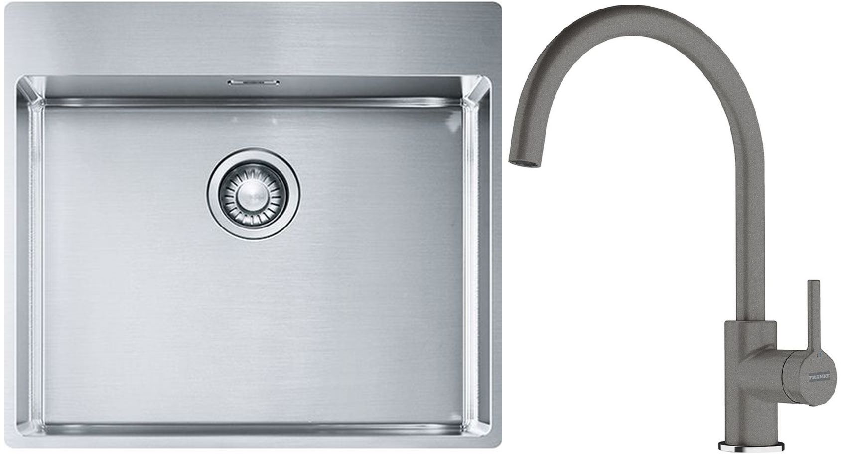 Set évier en acier inoxydable Franke Box 127.0369.295, mitigeur de cuisine Franke Lina 115.0626.022